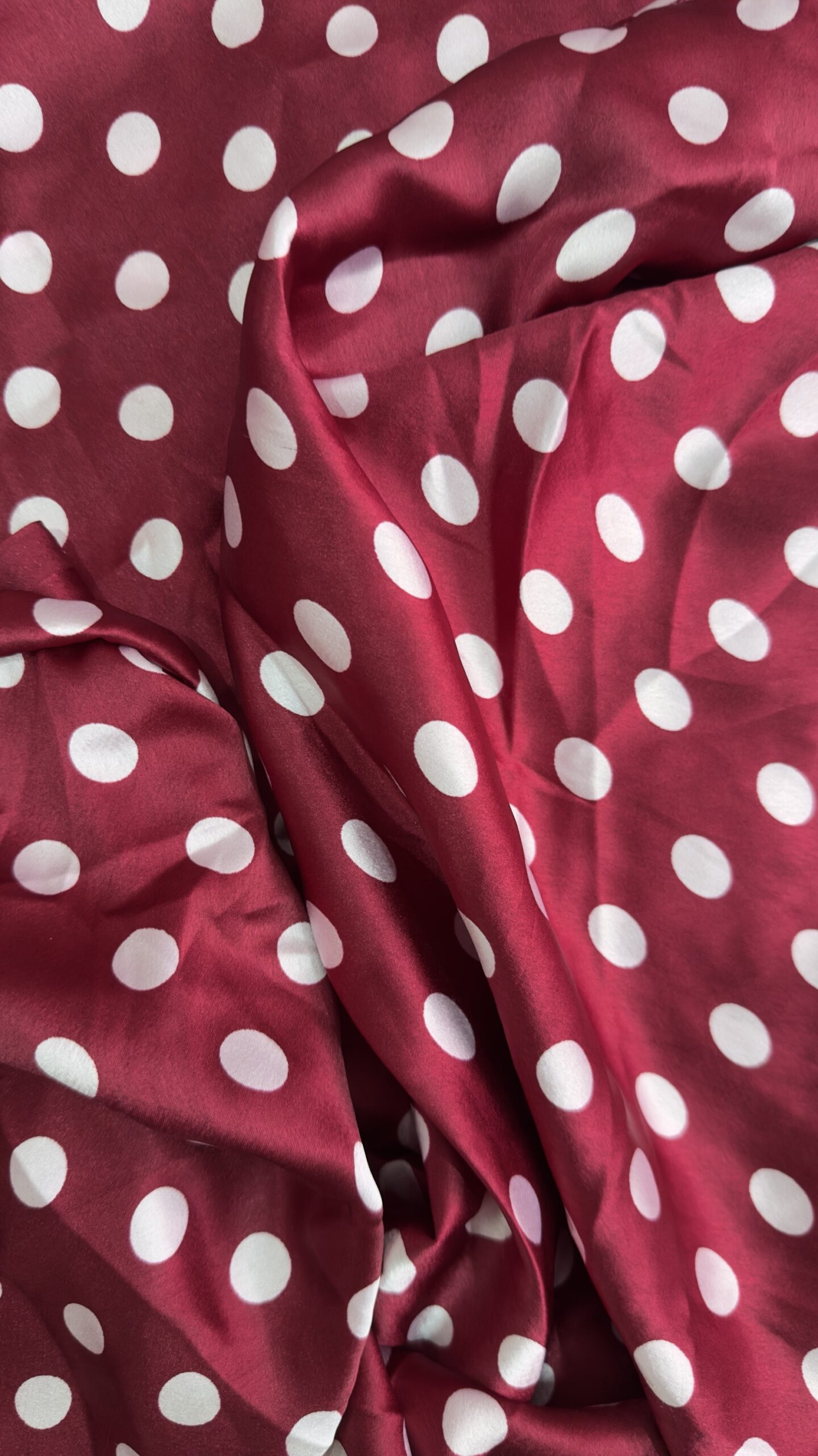 Maroon Polka Dots print satin multiway skirt
