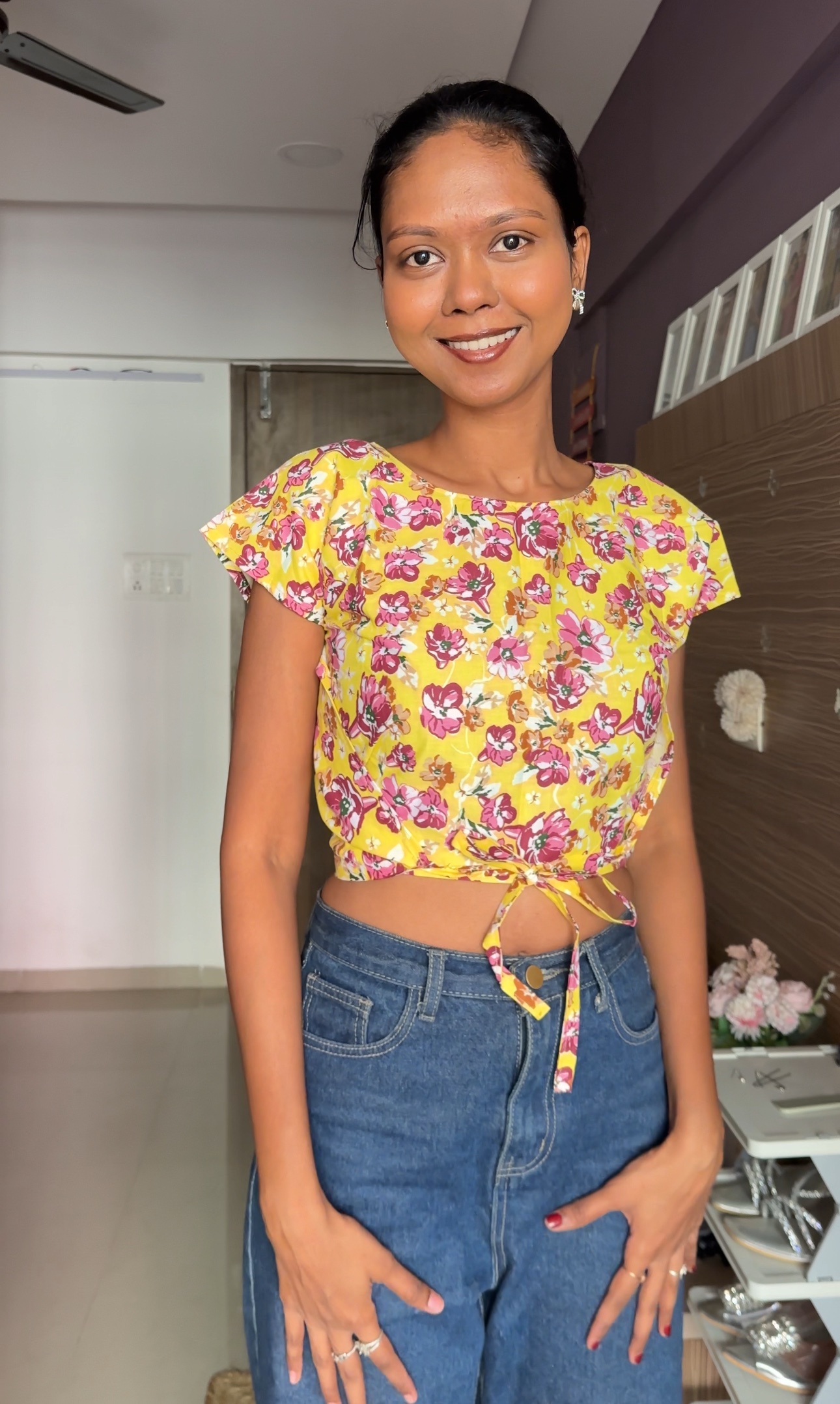 Yellow Floral Tie-Top