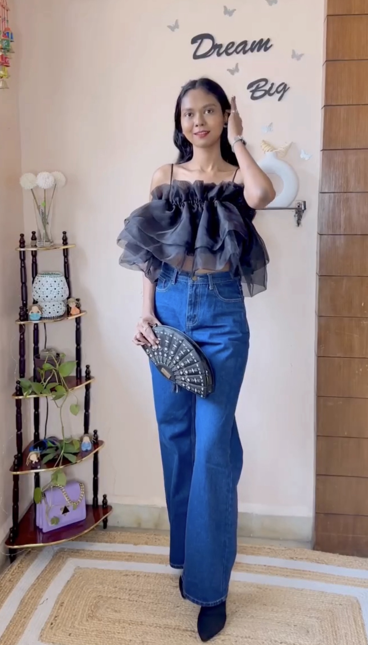 Black Organza Multistyle Top