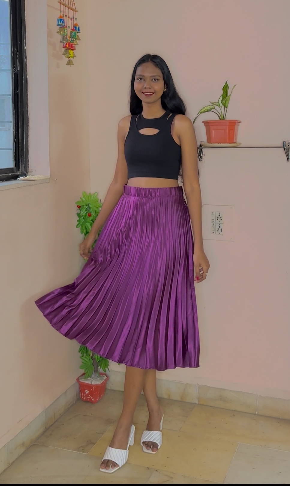 Purple Pleated Skirt