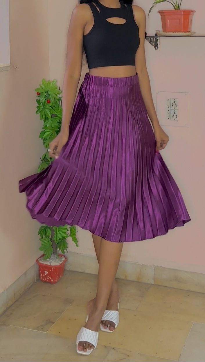 Purple Pleated Skirt