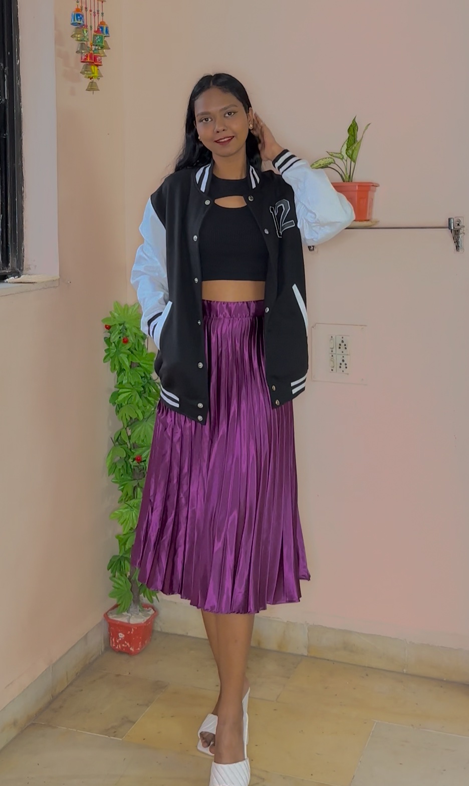 Purple Pleated Skirt