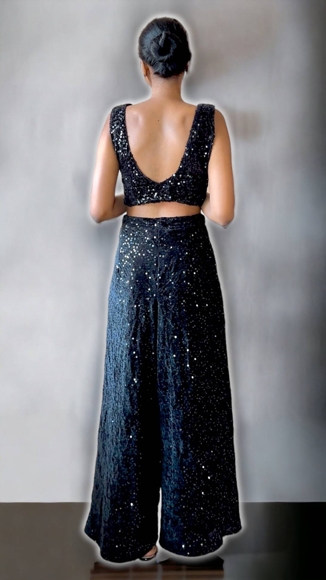 Black Sequin Wrap Pants
