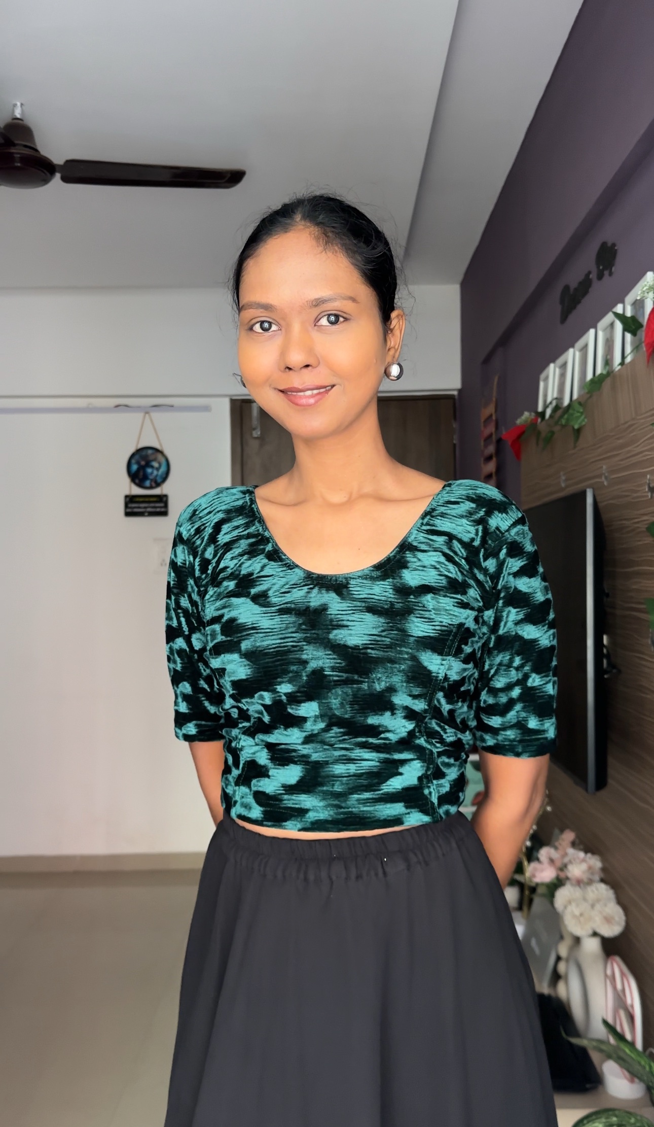 Premium quality velvet green blouse
