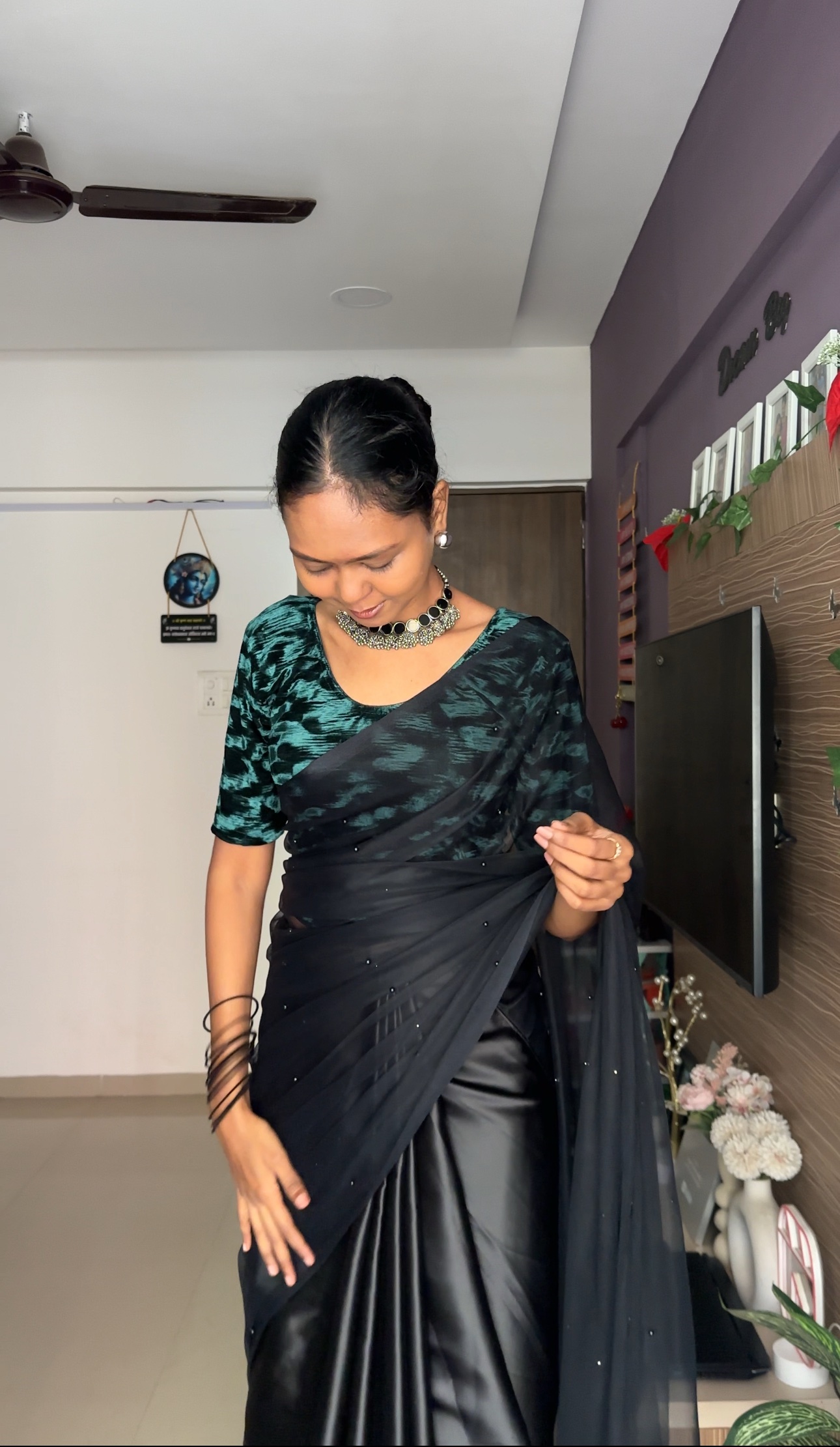 Premium quality velvet green blouse
