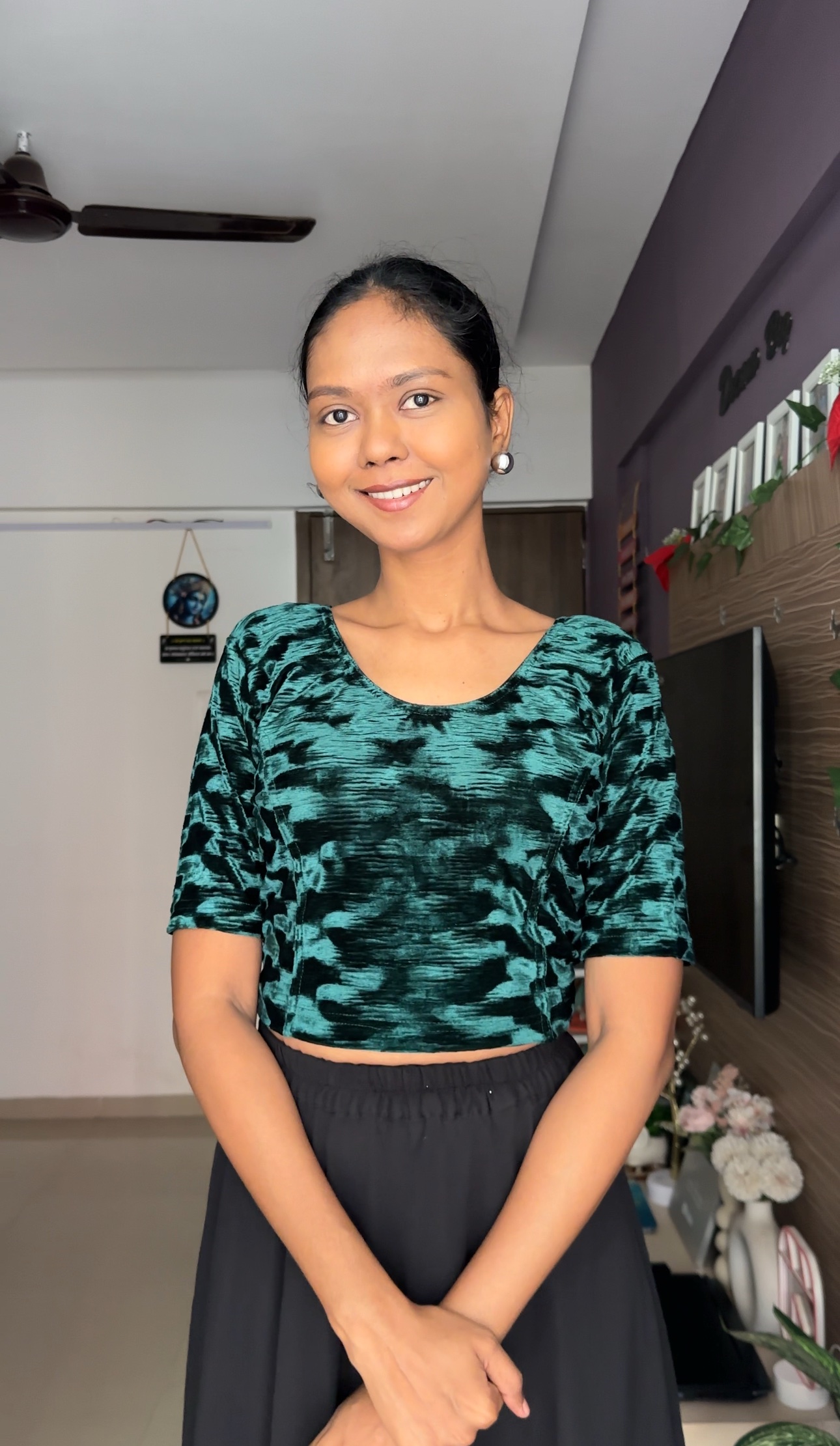 Premium quality velvet green blouse