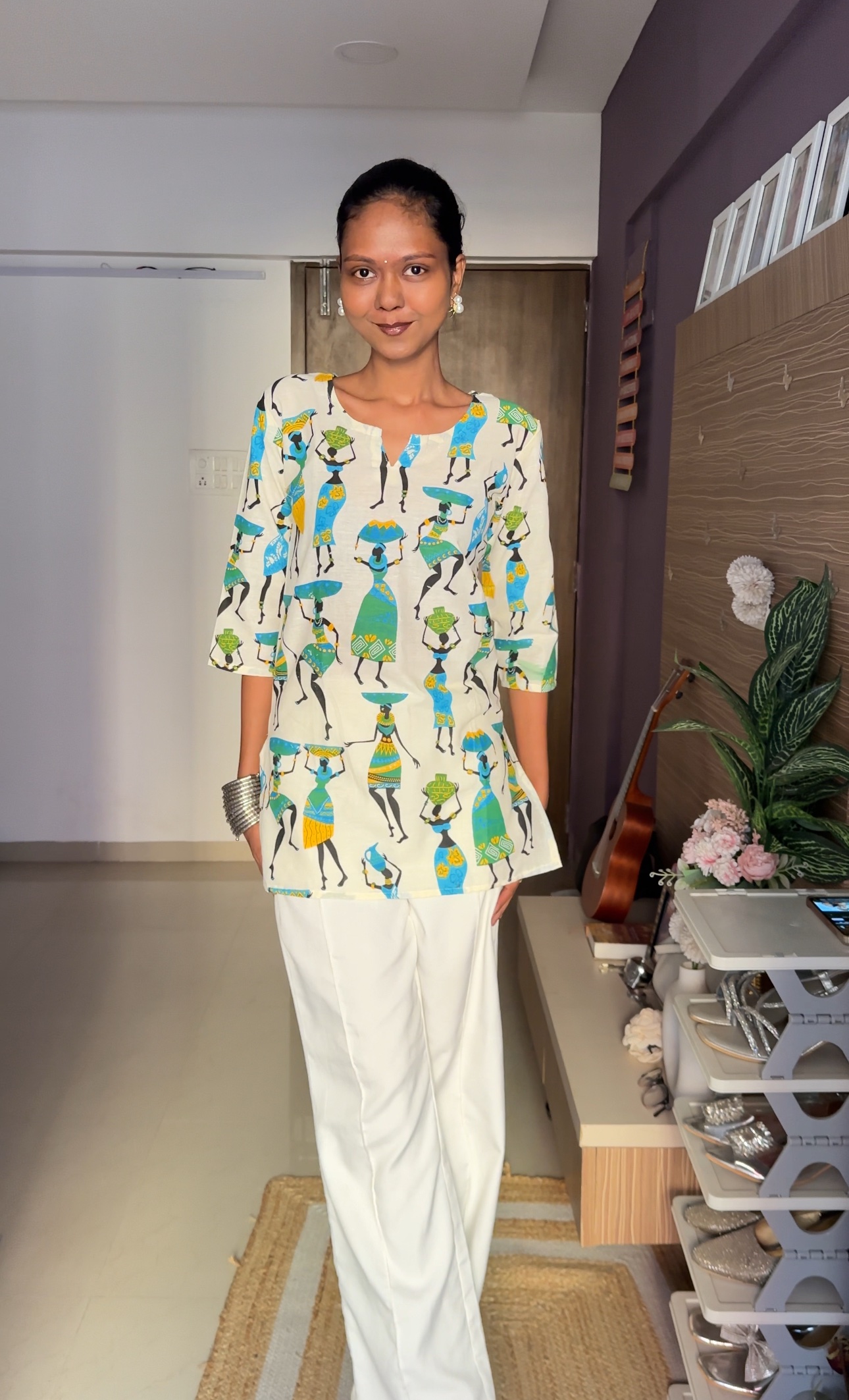 Warli Print Short Kurti