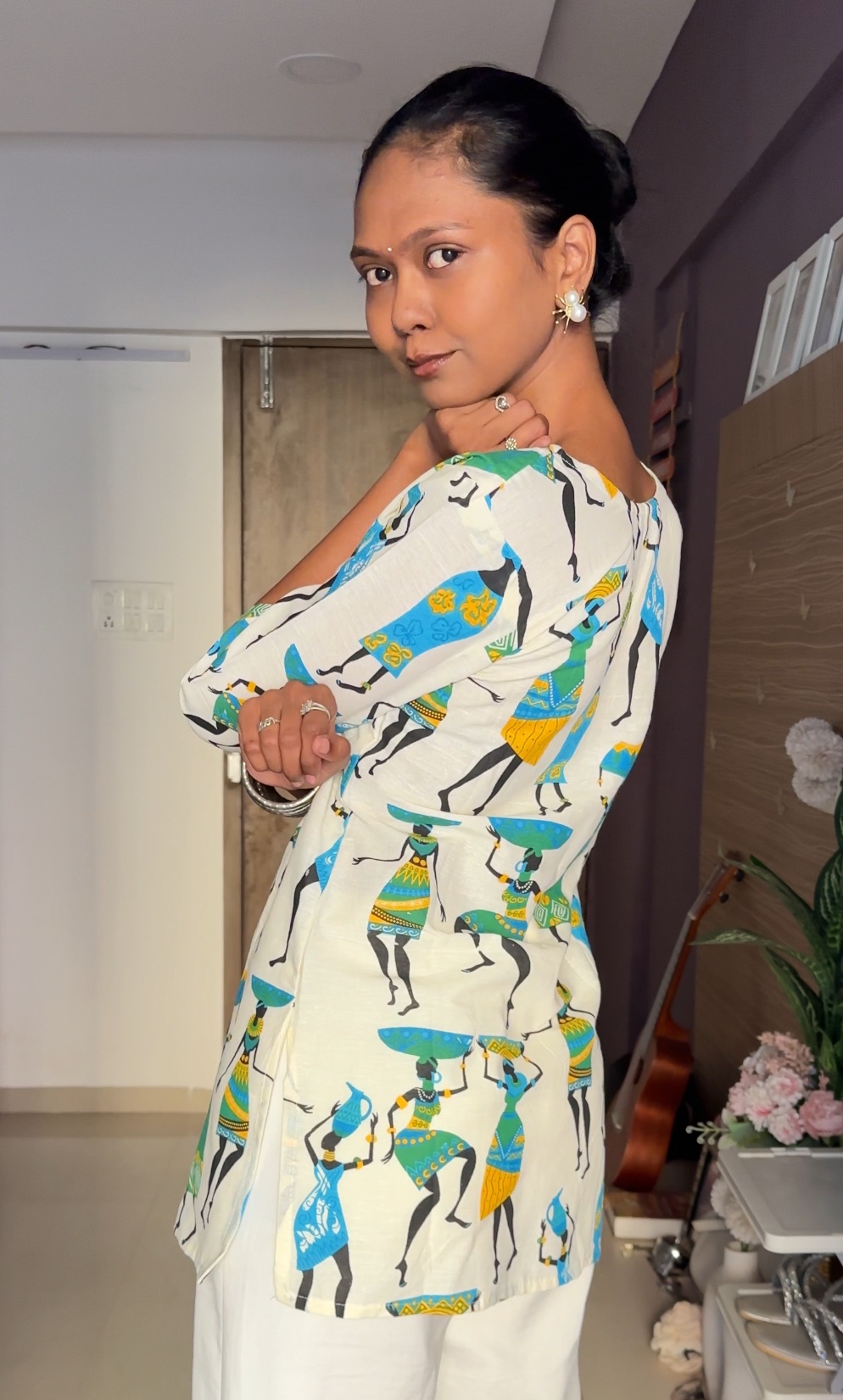 Warli Print Short Kurti