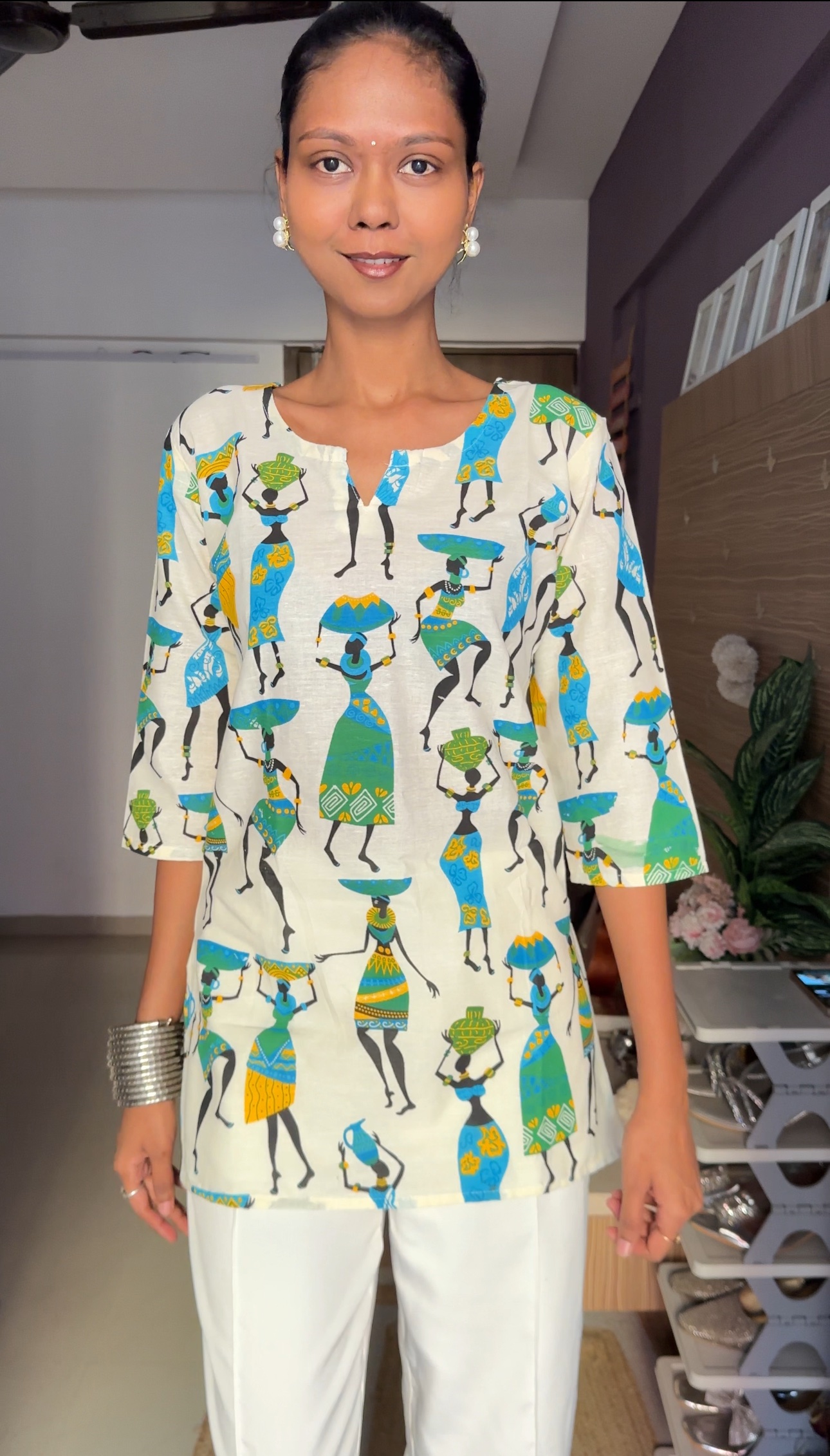 Warli Print Short Kurti