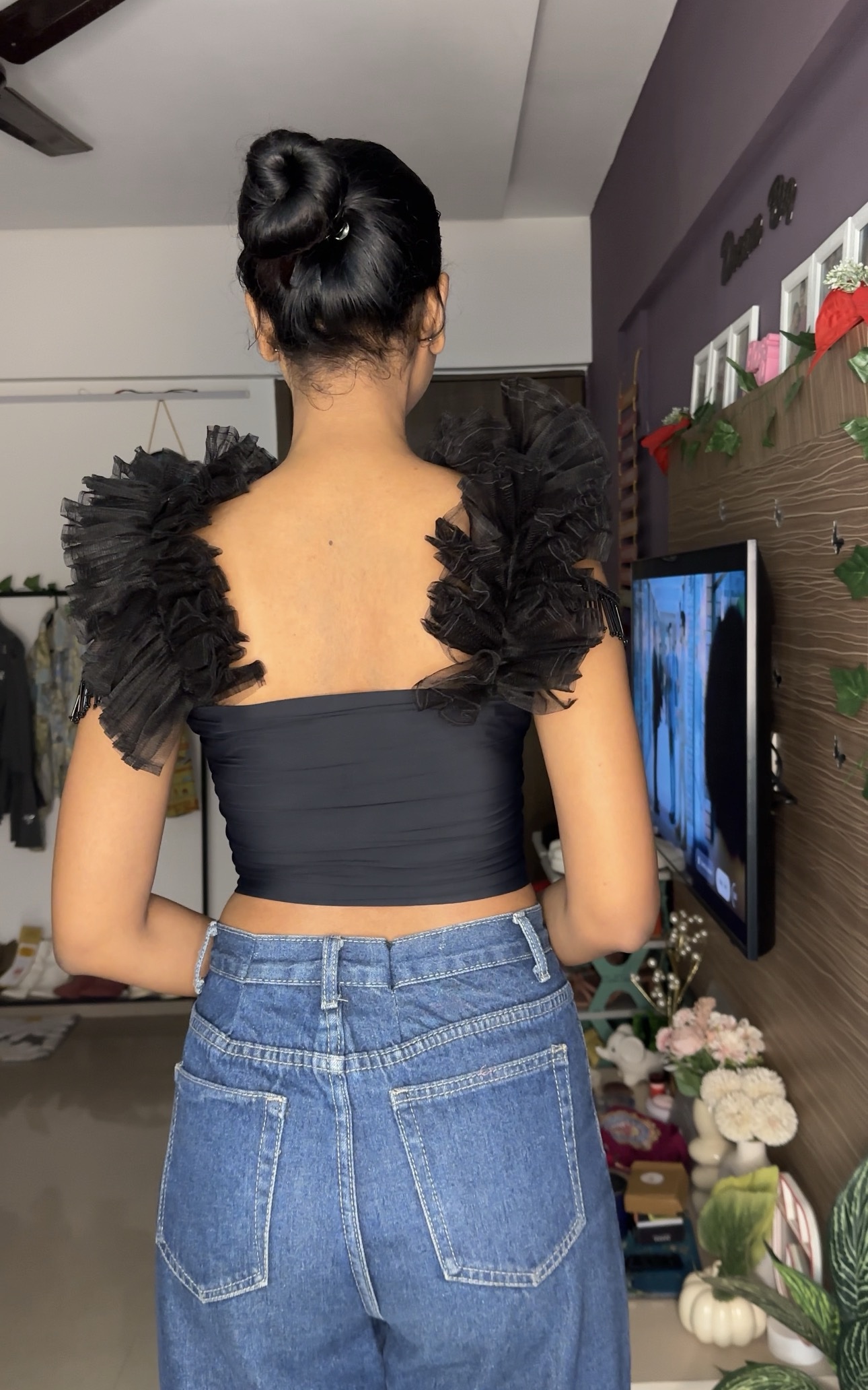 Tassel Net Ruffle Detachable Bra Straps Sleeves