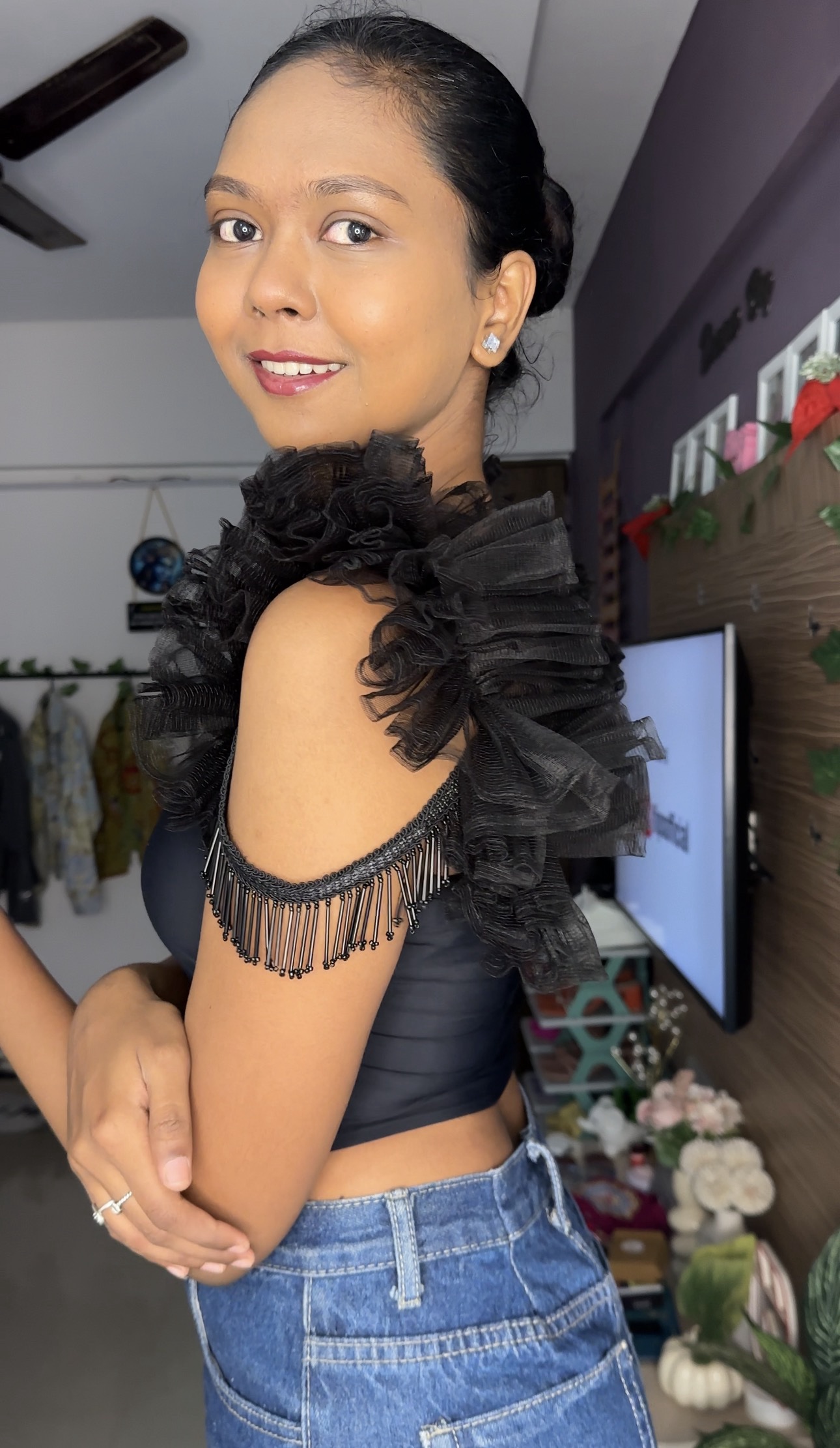 Tassel Net Ruffle Detachable Bra Straps Sleeves
