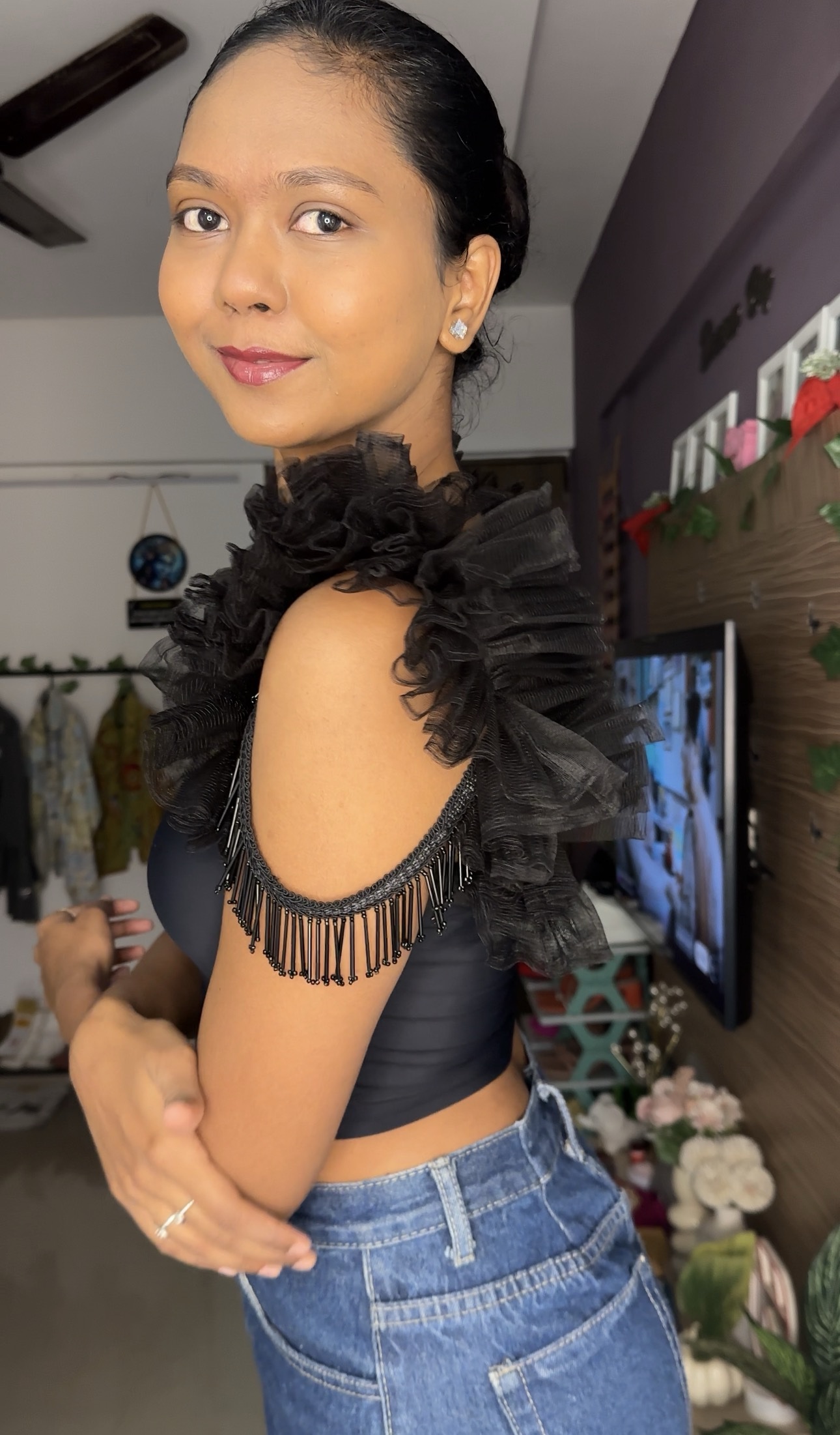 Tassel Net Ruffle Detachable Bra Straps Sleeves
