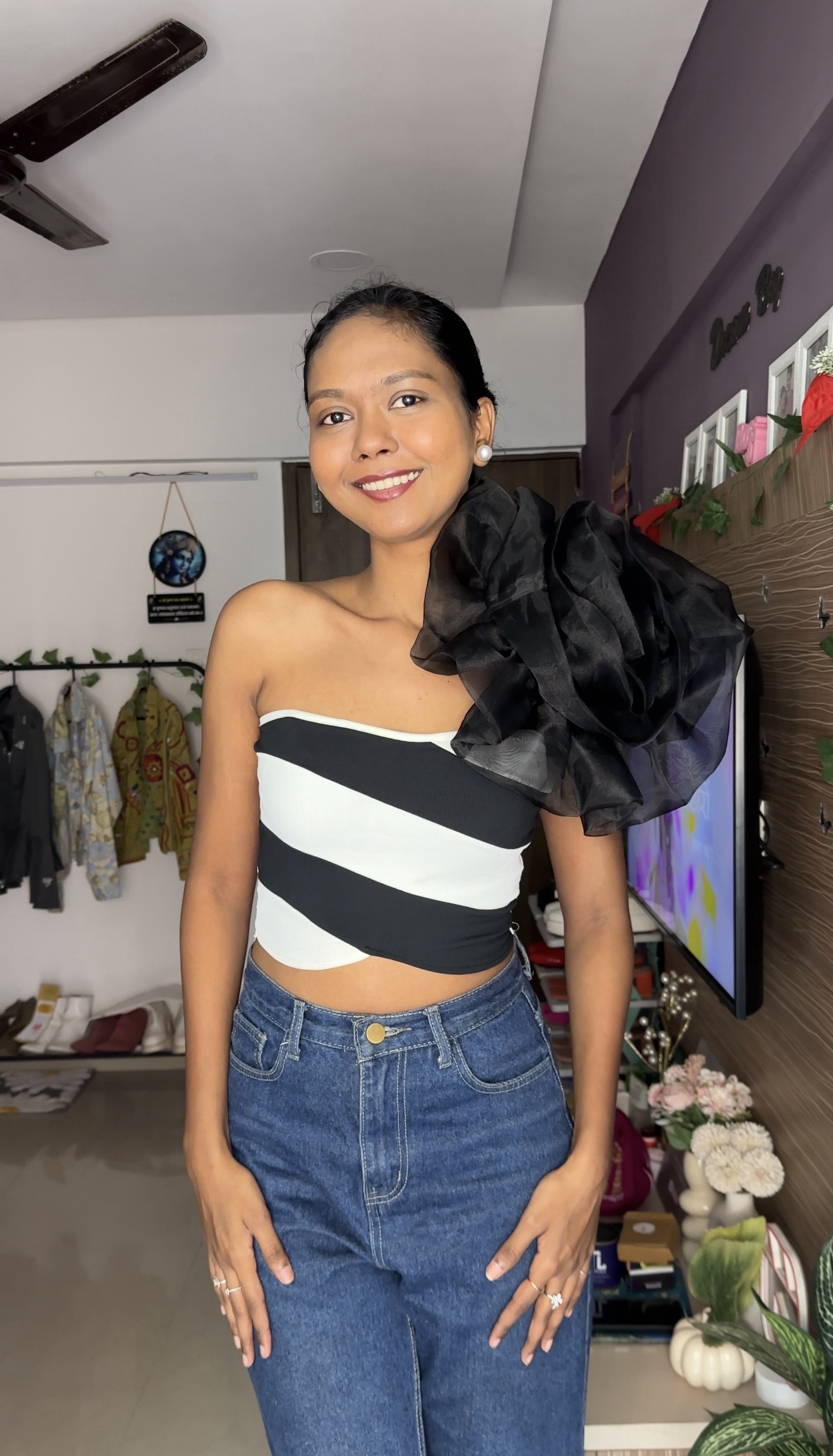 Detachable Black Flower Bra Straps
