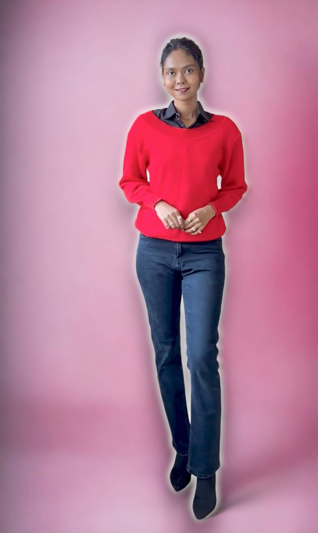 Black Detachable Collar Shirt