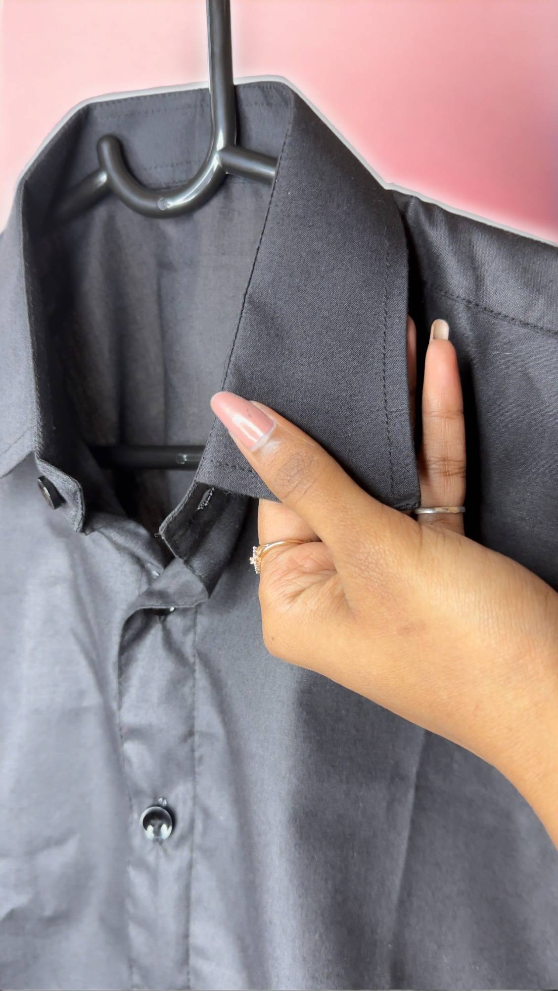 Black Detachable Collar Shirt