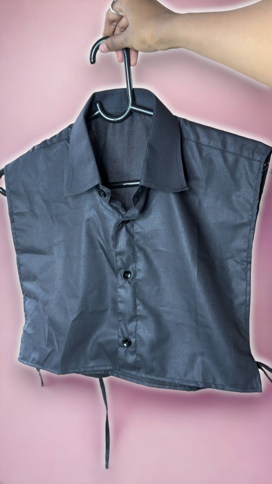 Black Detachable Collar Shirt