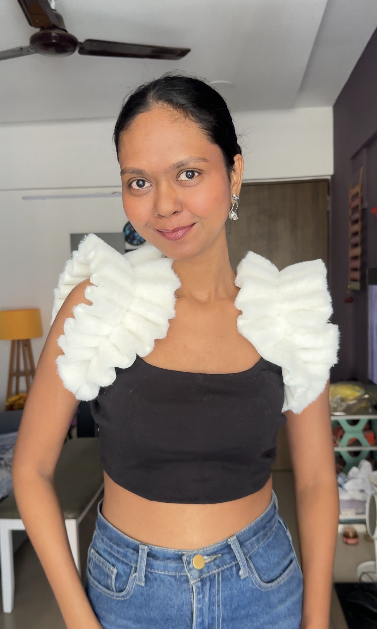 White Fur Ruffle Sleeves