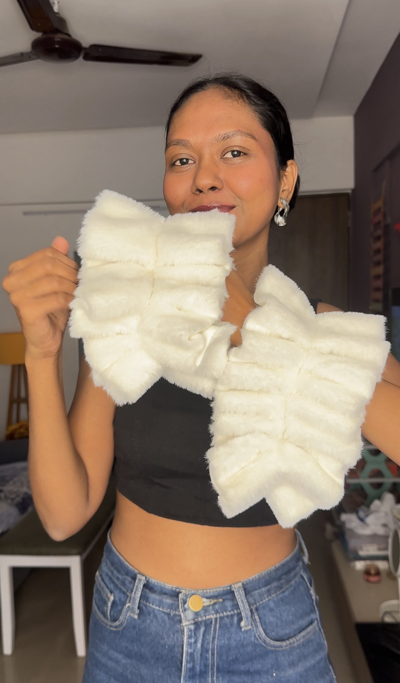 White Fur Ruffle Sleeves