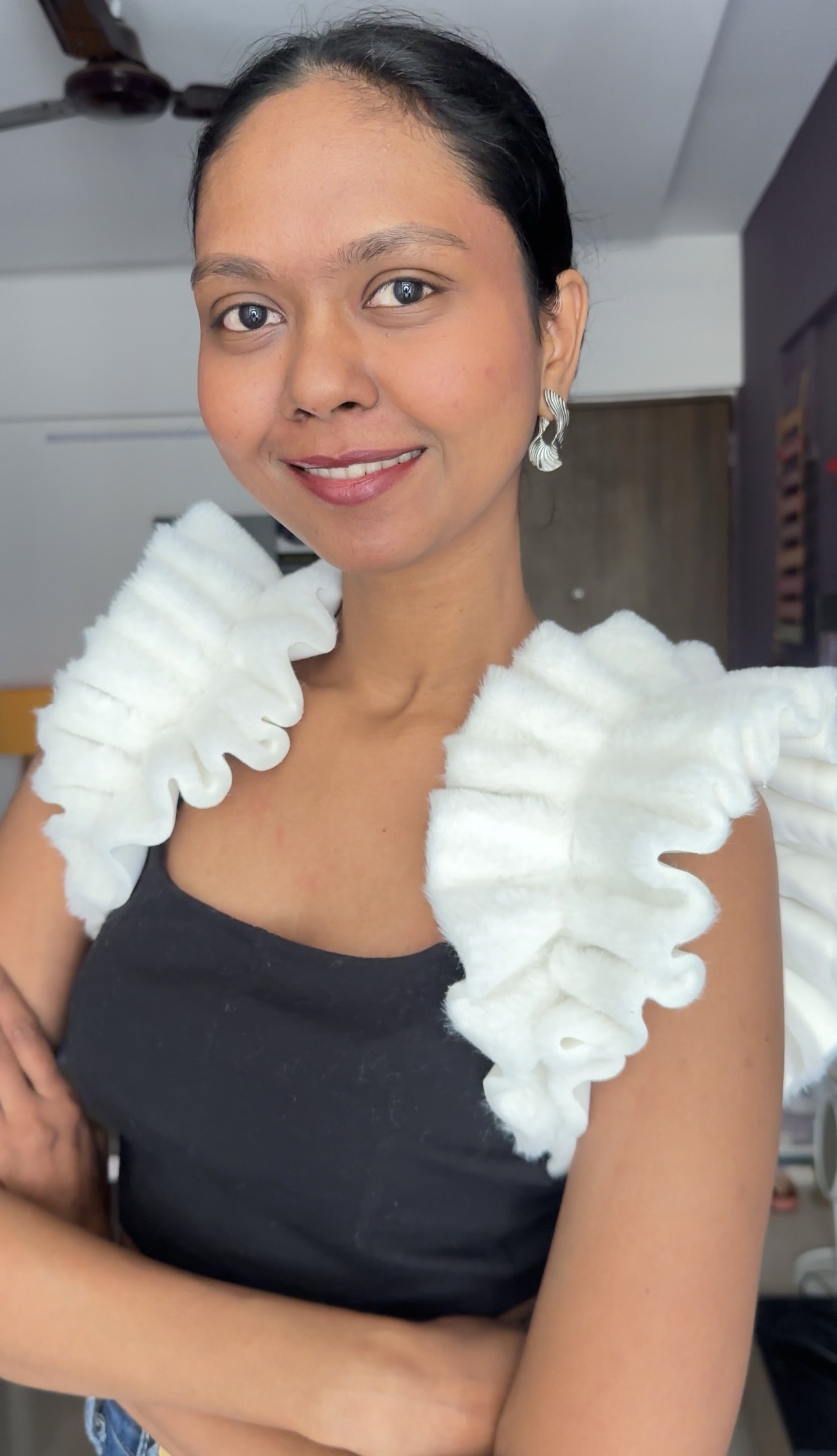 White Fur Ruffle Sleeves