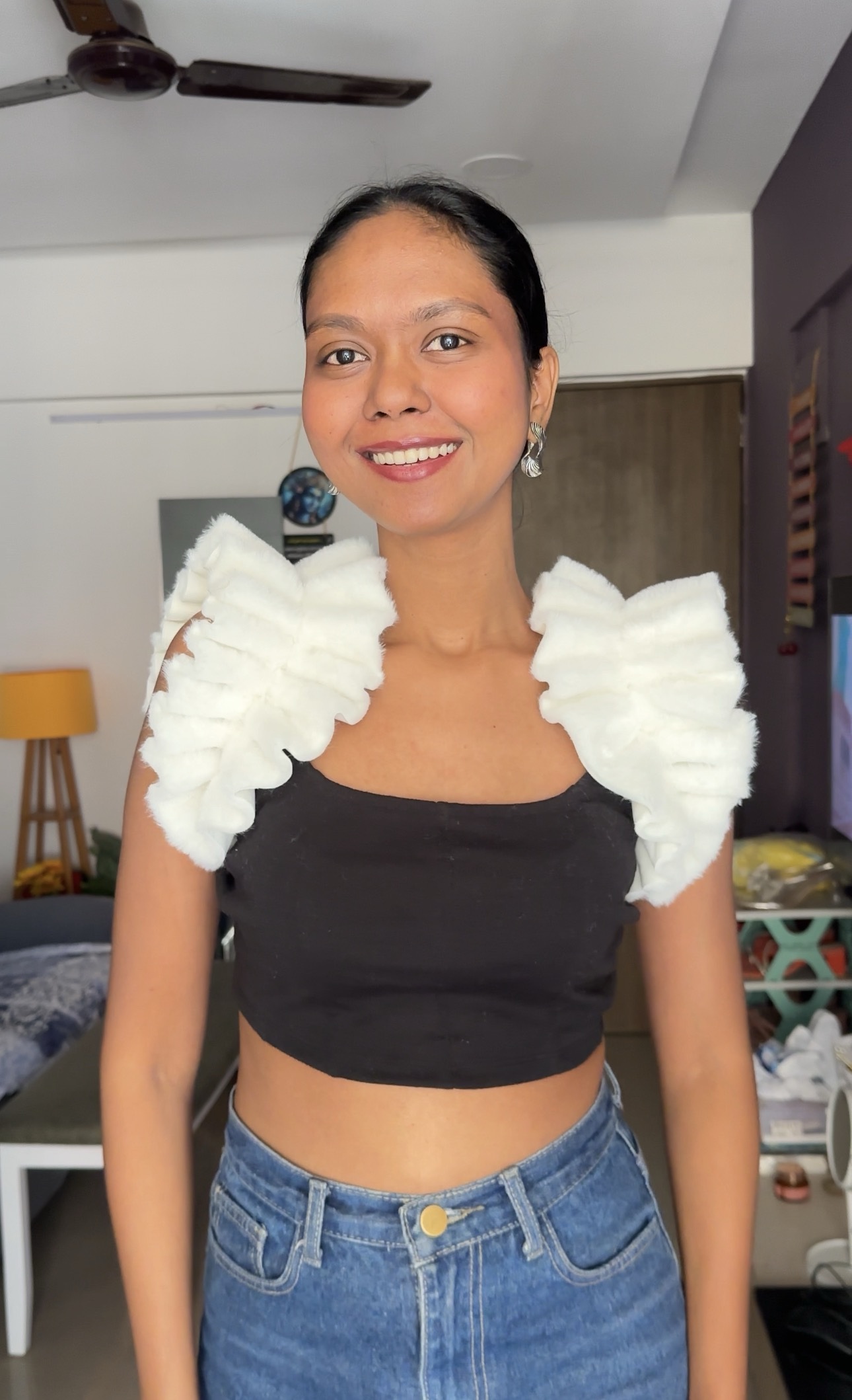 White Fur Ruffle Sleeves