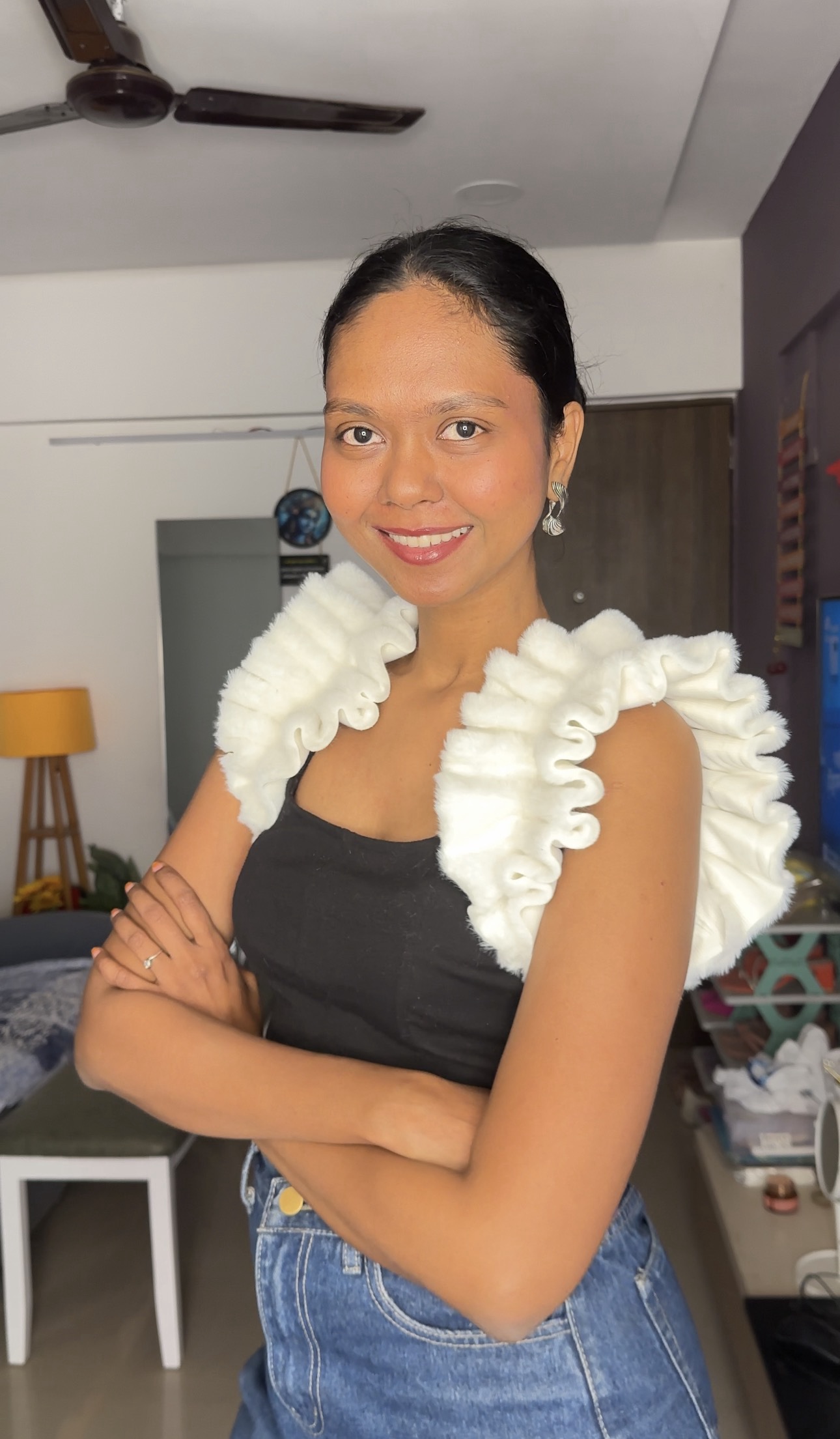 White Fur Ruffle Sleeves