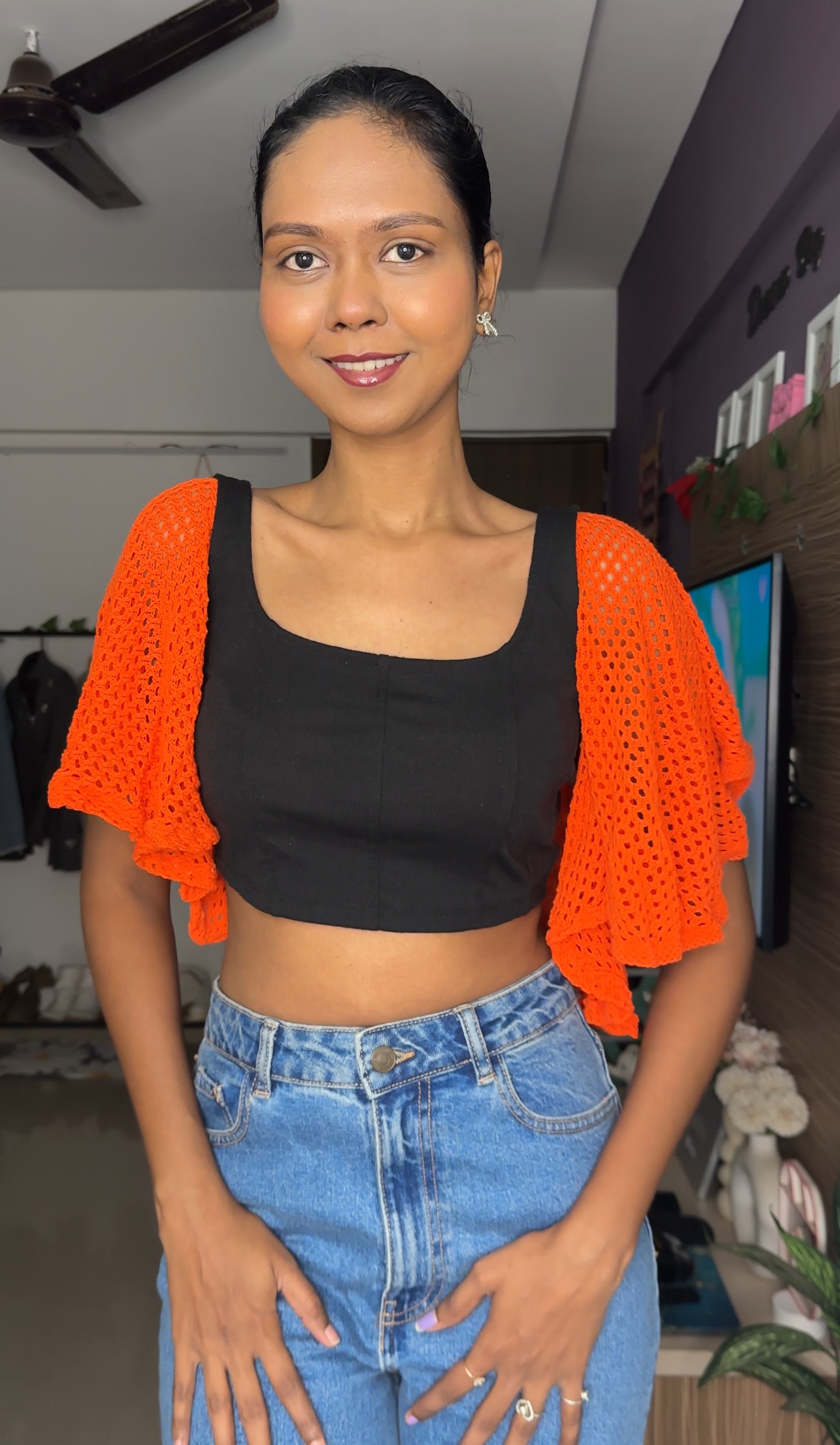 Orange Crochet Detachable Sleeves