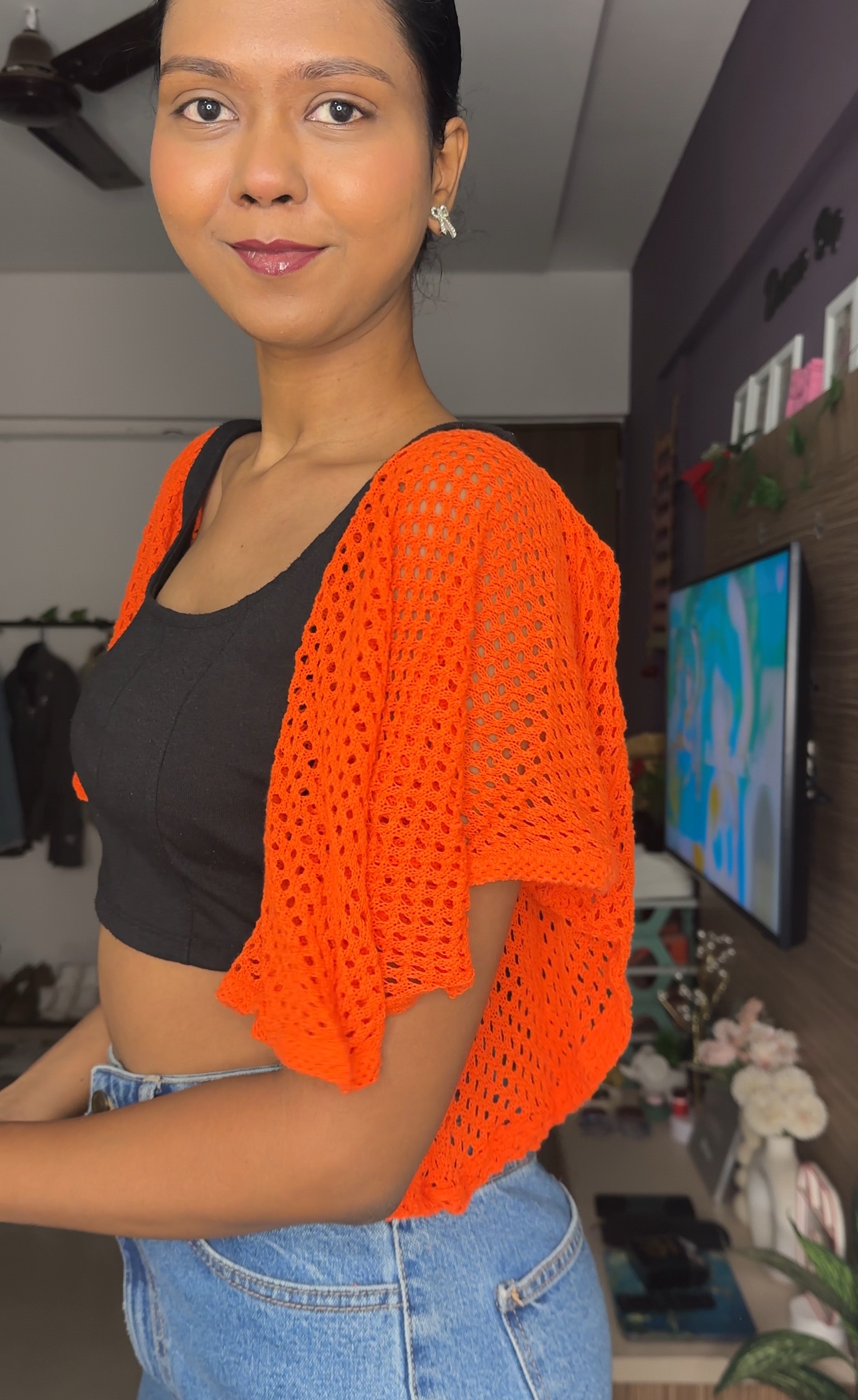Orange Crochet Detachable Sleeves