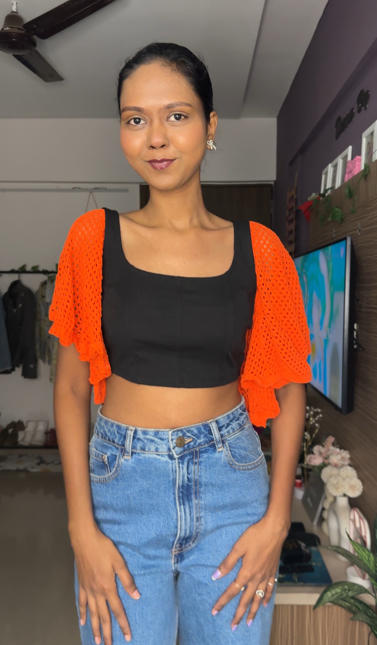 Orange Crochet Detachable Sleeves