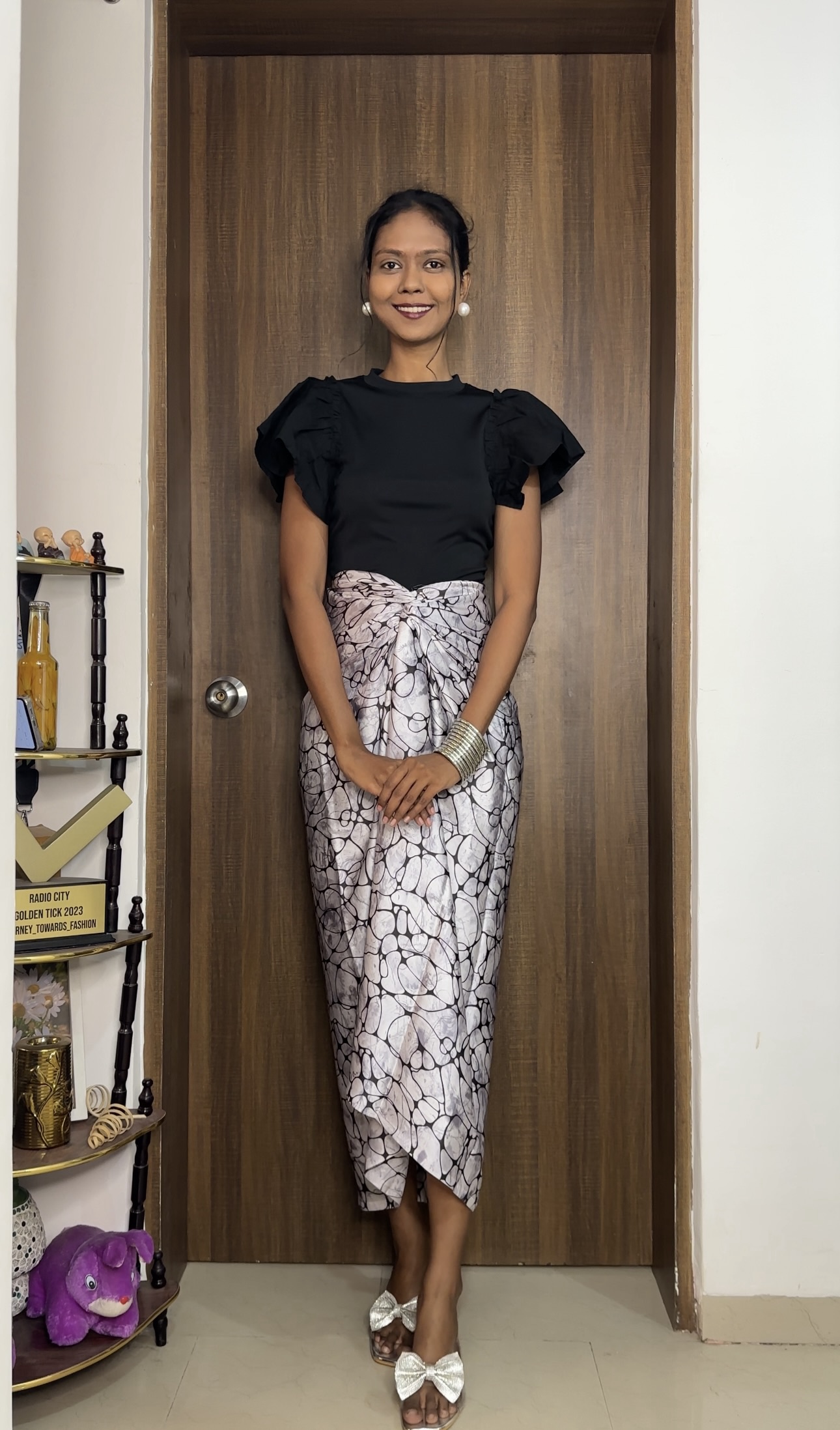 Marble print satin multiway skirt