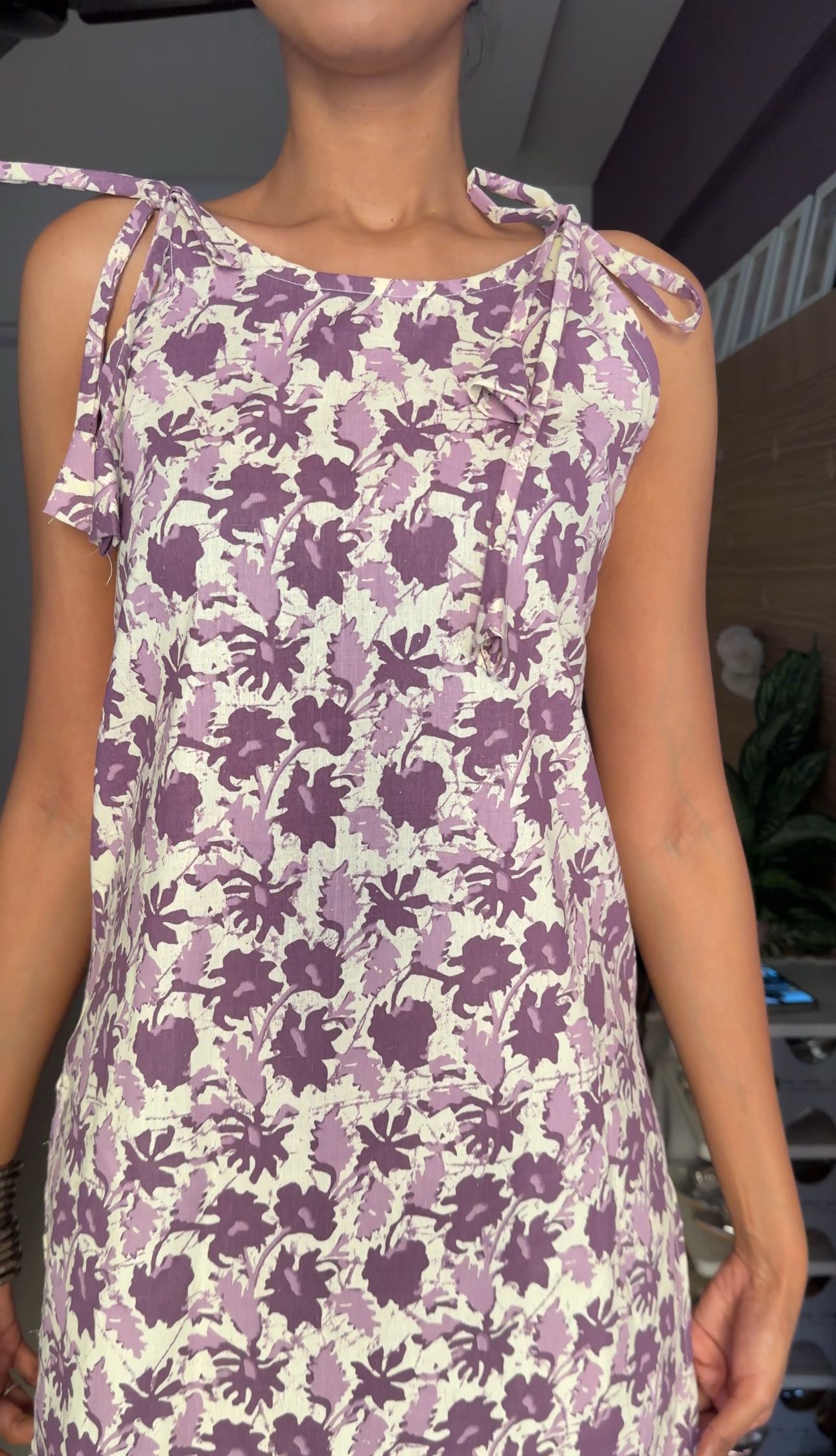 Purple Tie-Up Short Kurti