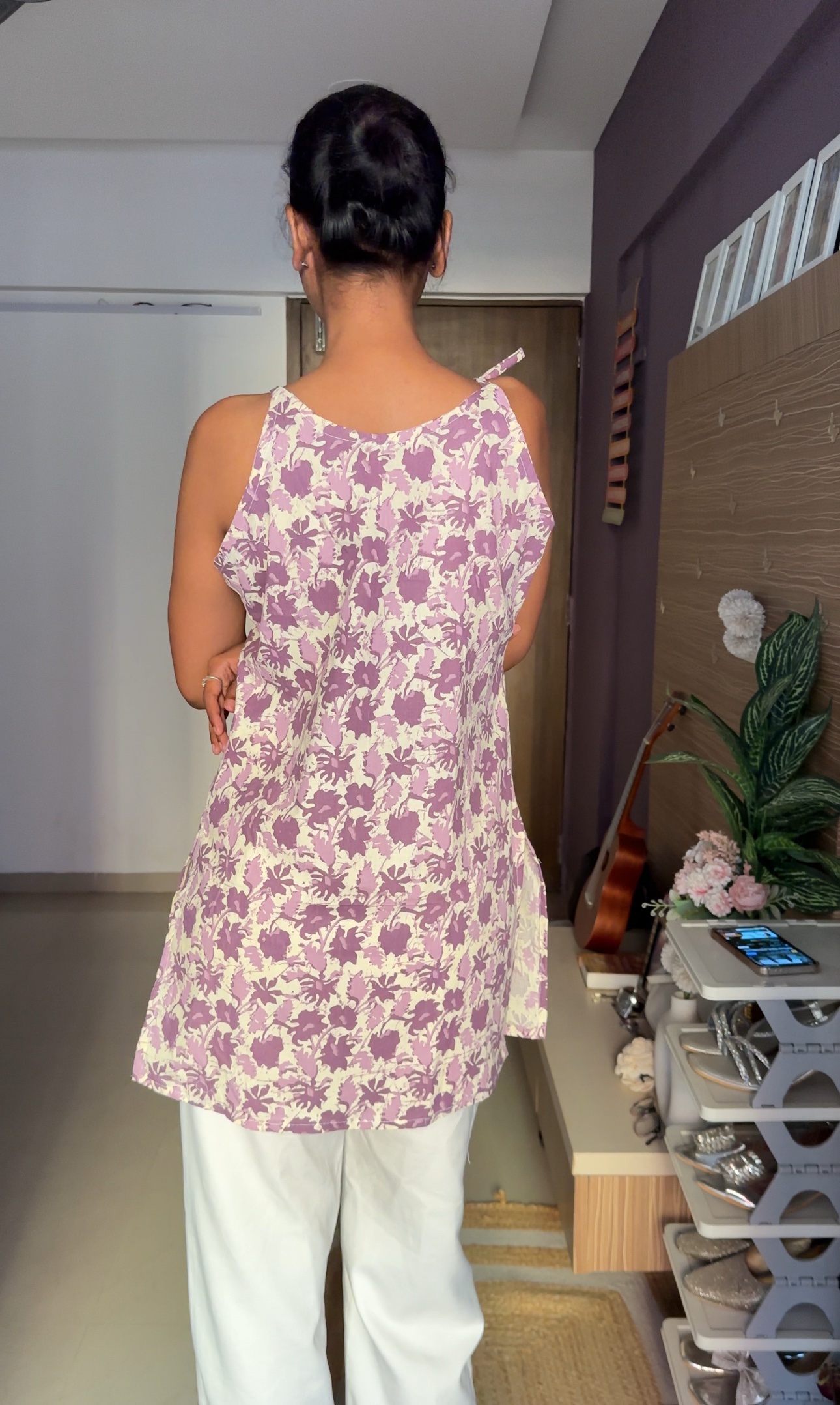 Purple Tie-Up Short Kurti