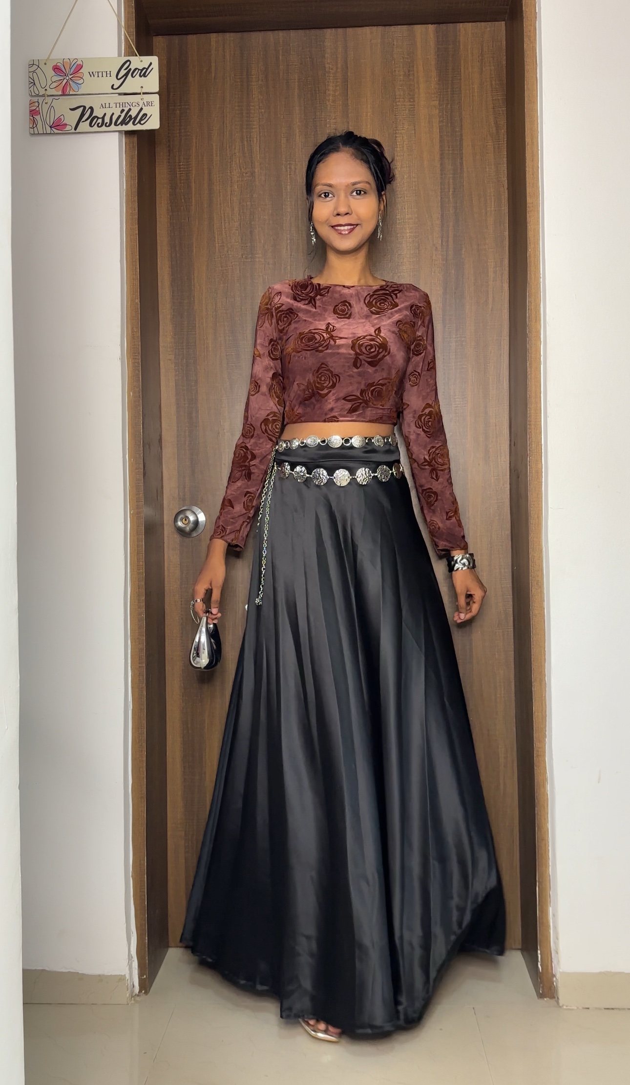 Black Satin Wrap Skirt