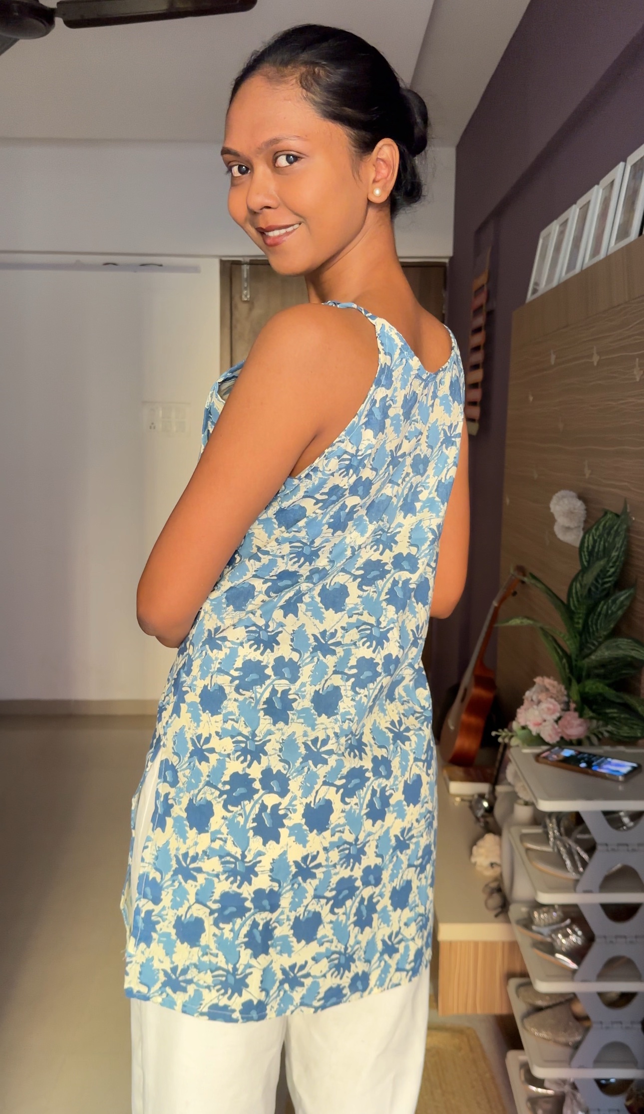 Blue Tie-Up Short Kurti