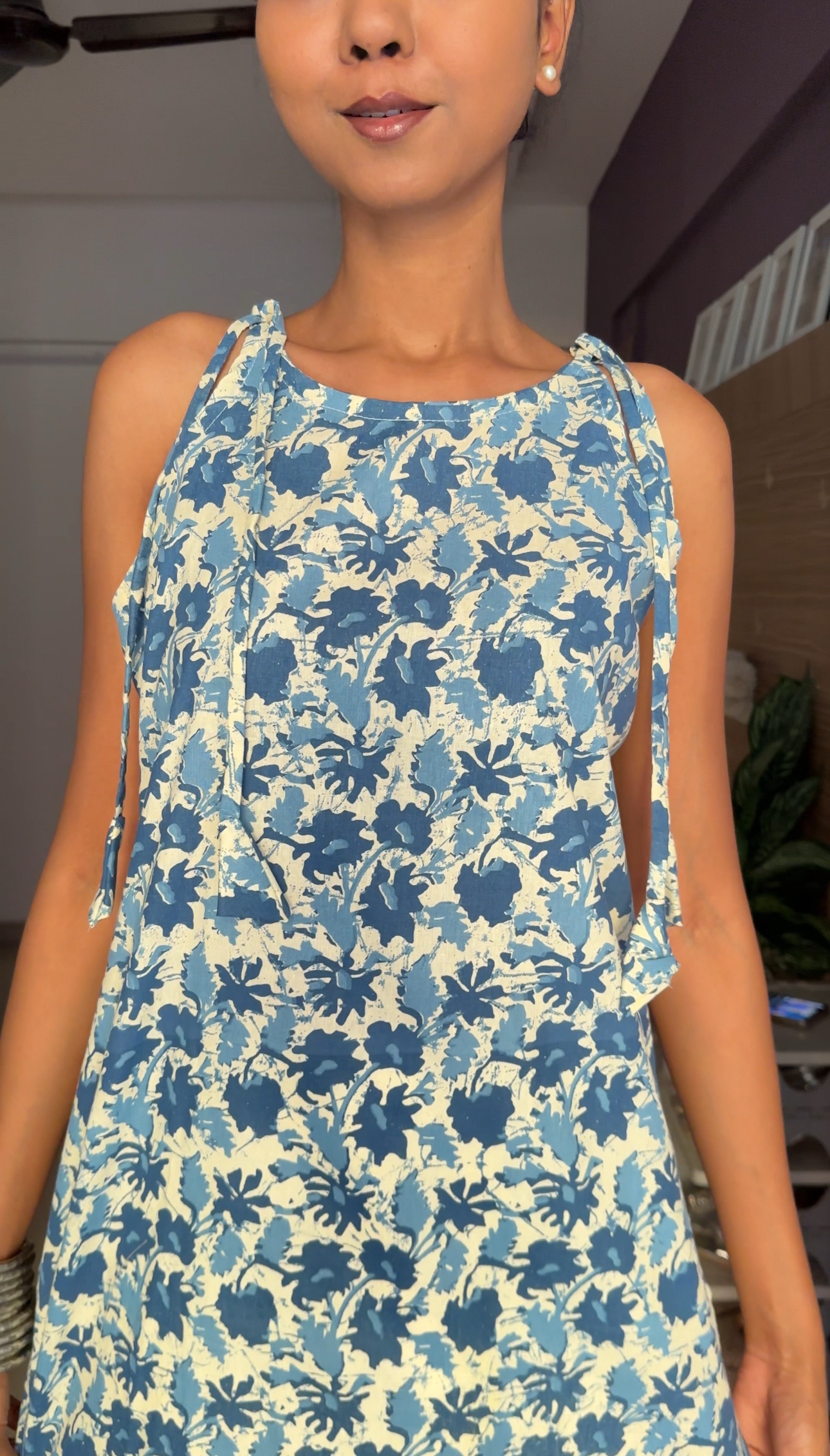 Blue Tie-Up Short Kurti