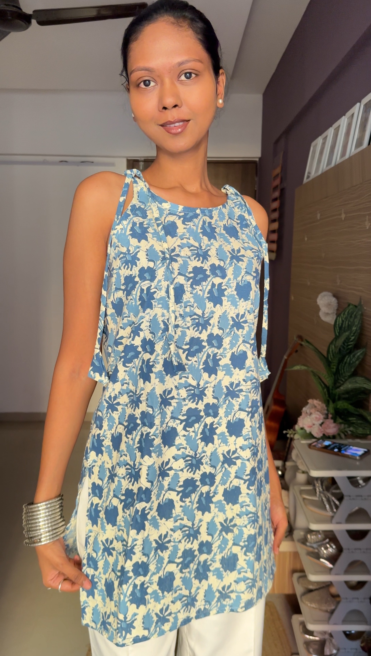 Blue Tie-Up Short Kurti