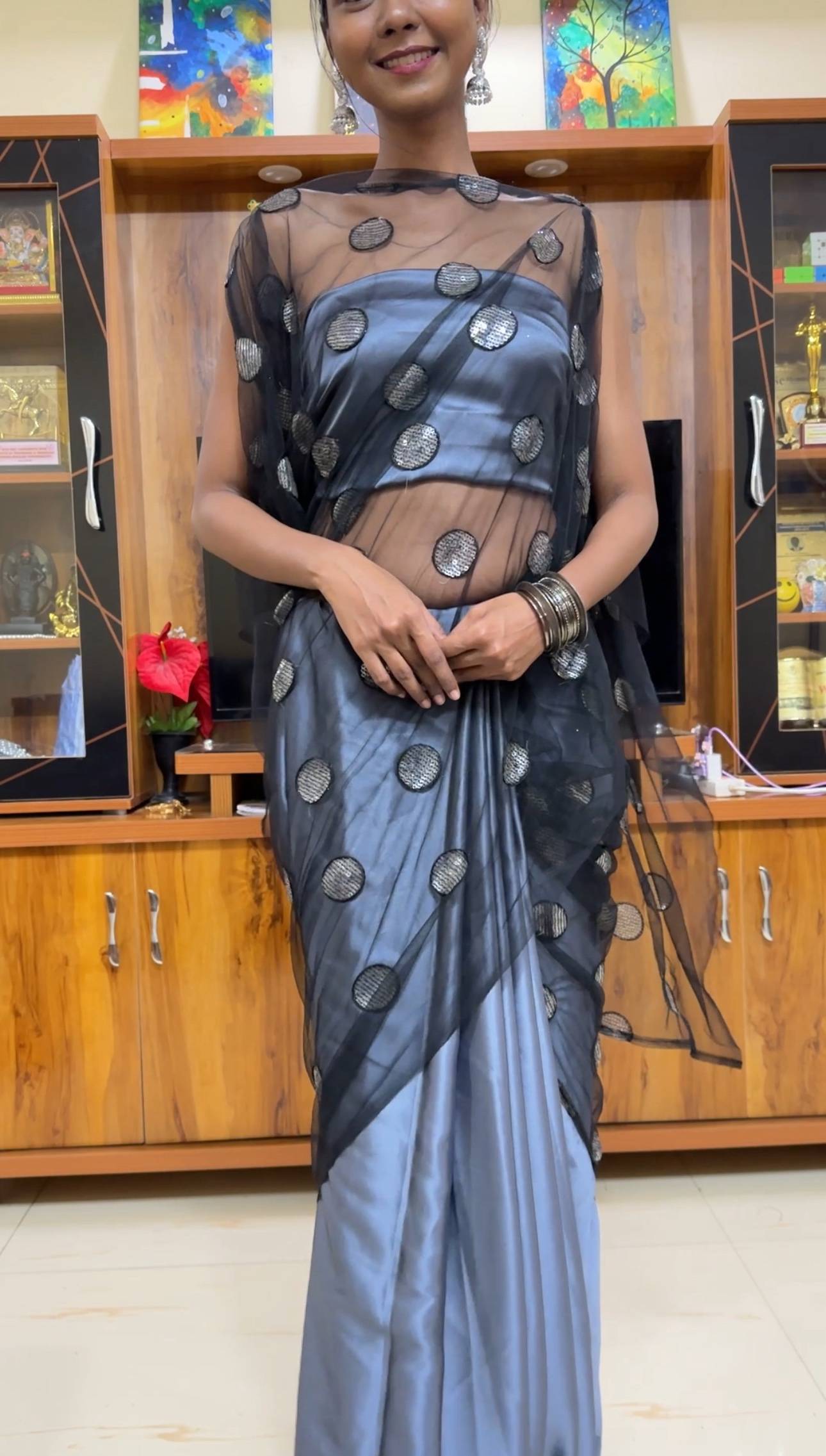 Grey Kaftan Saree