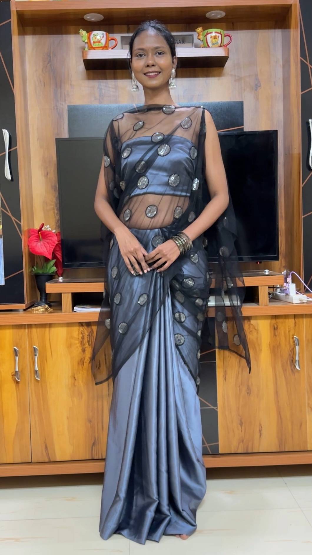 Grey Kaftan Saree