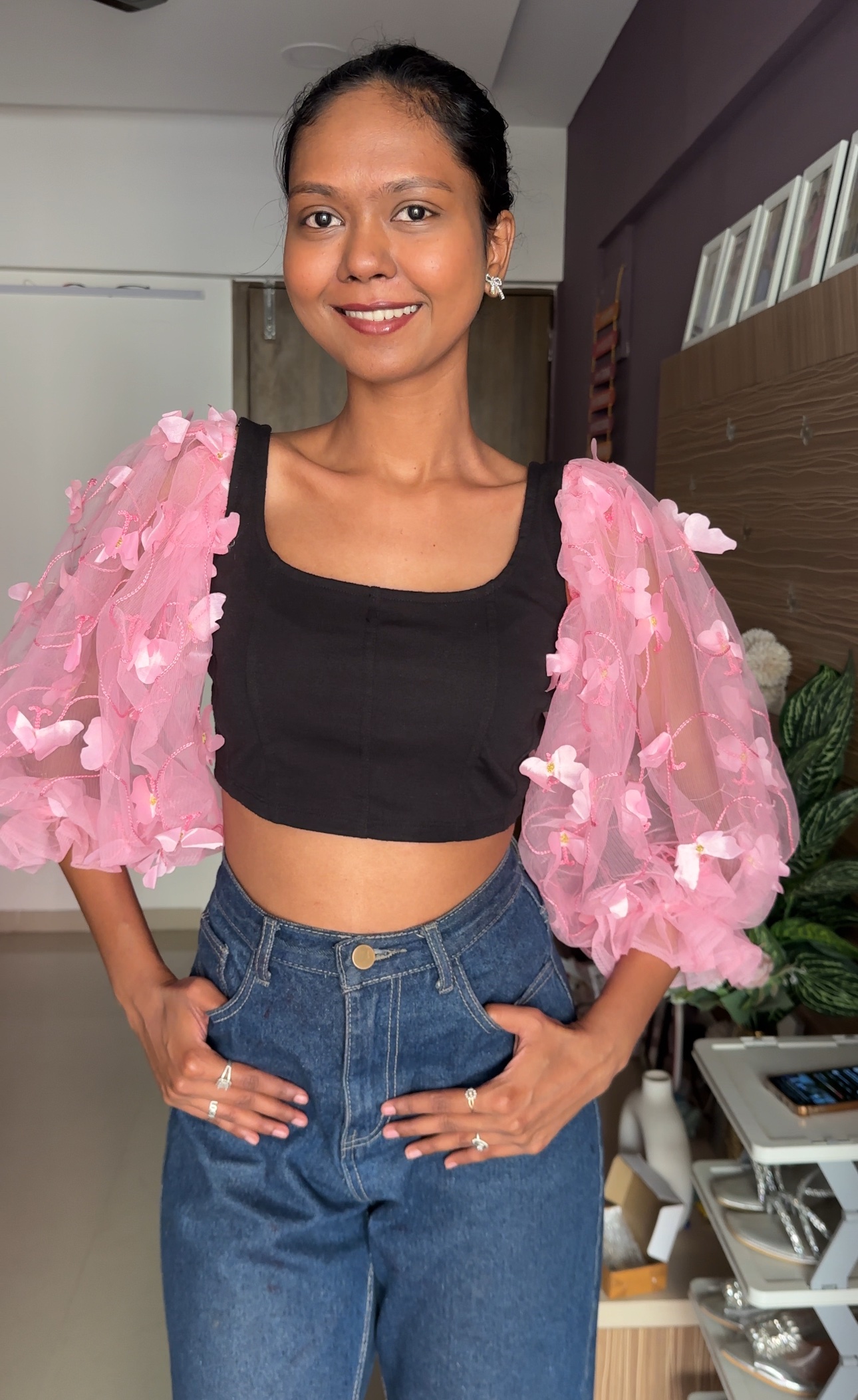Pink Butterfly Net Sleeves