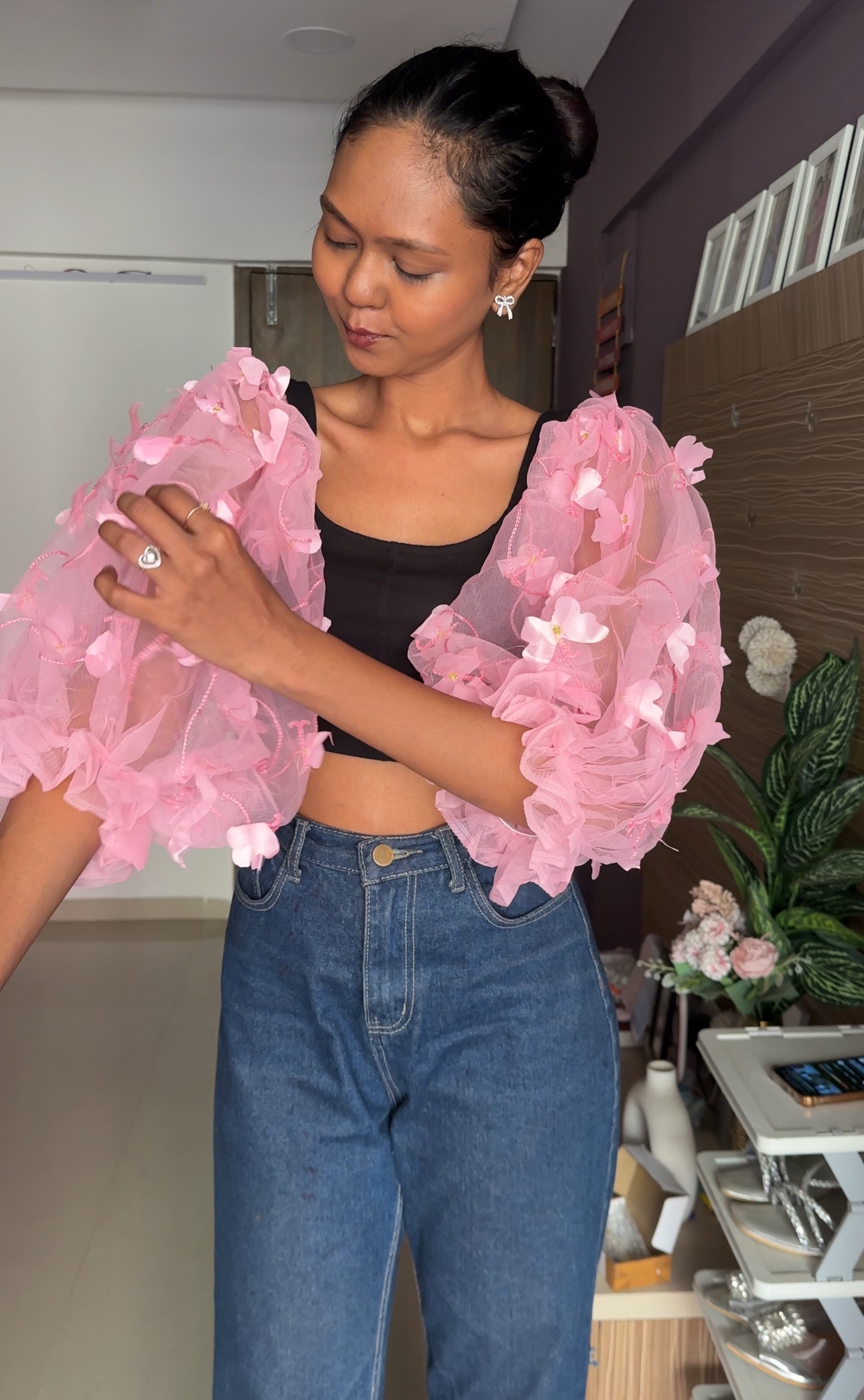Pink Butterfly Net Sleeves