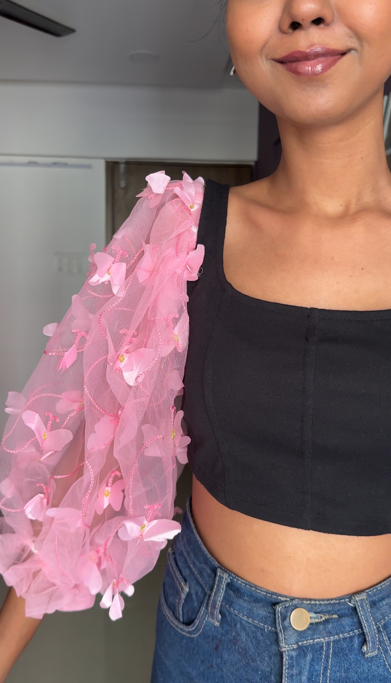 Pink Butterfly Net Sleeves