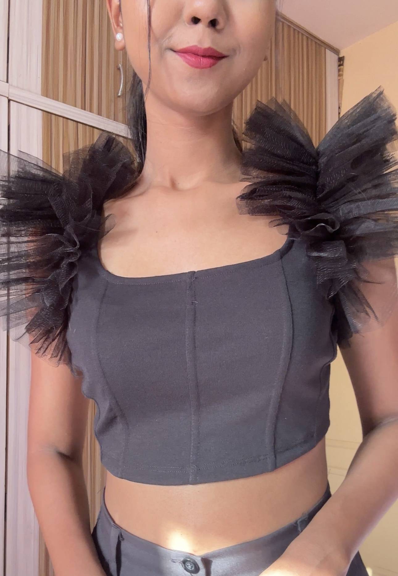 Black Net Ruffle Sleeves