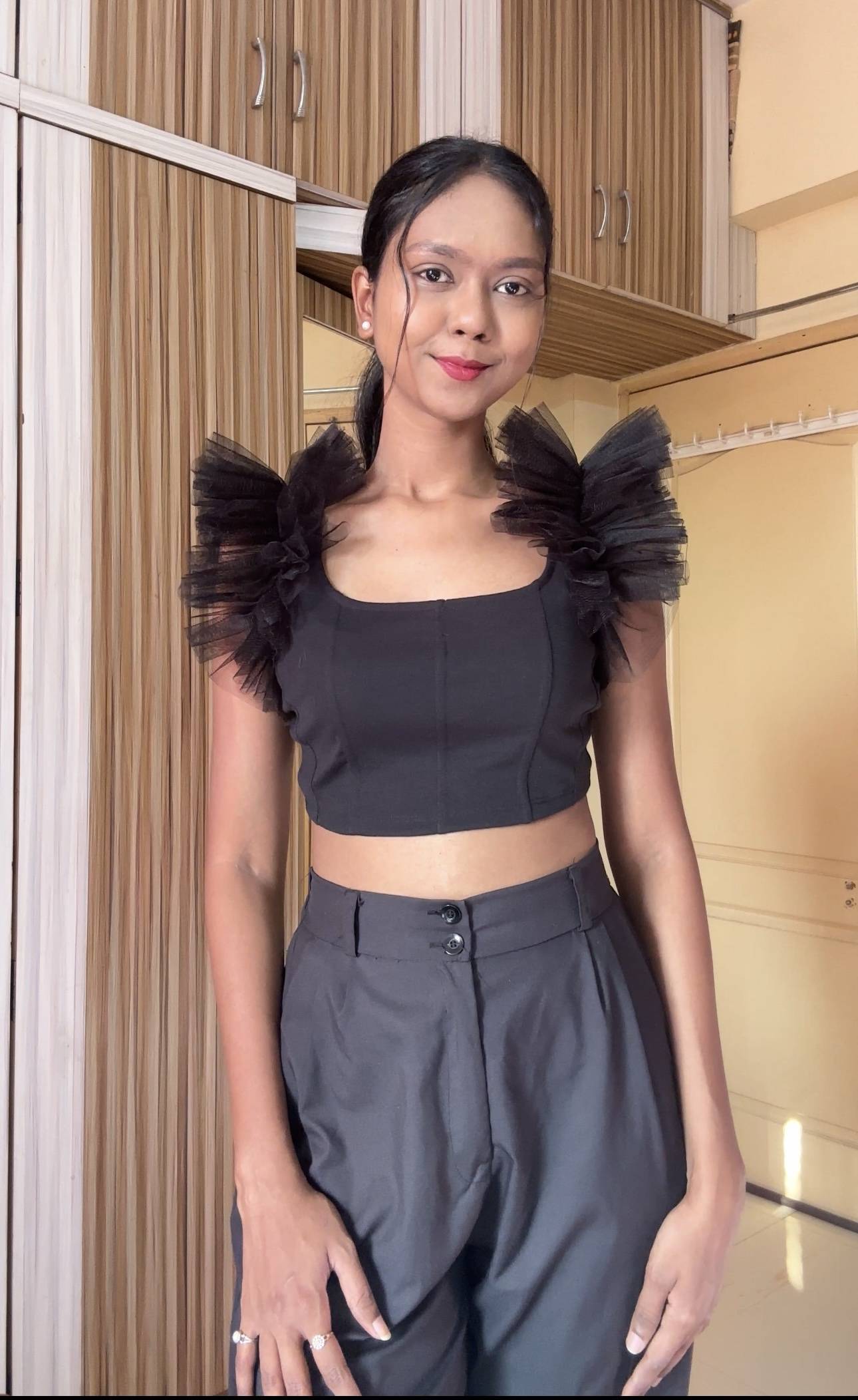 Black Net Ruffle Sleeves