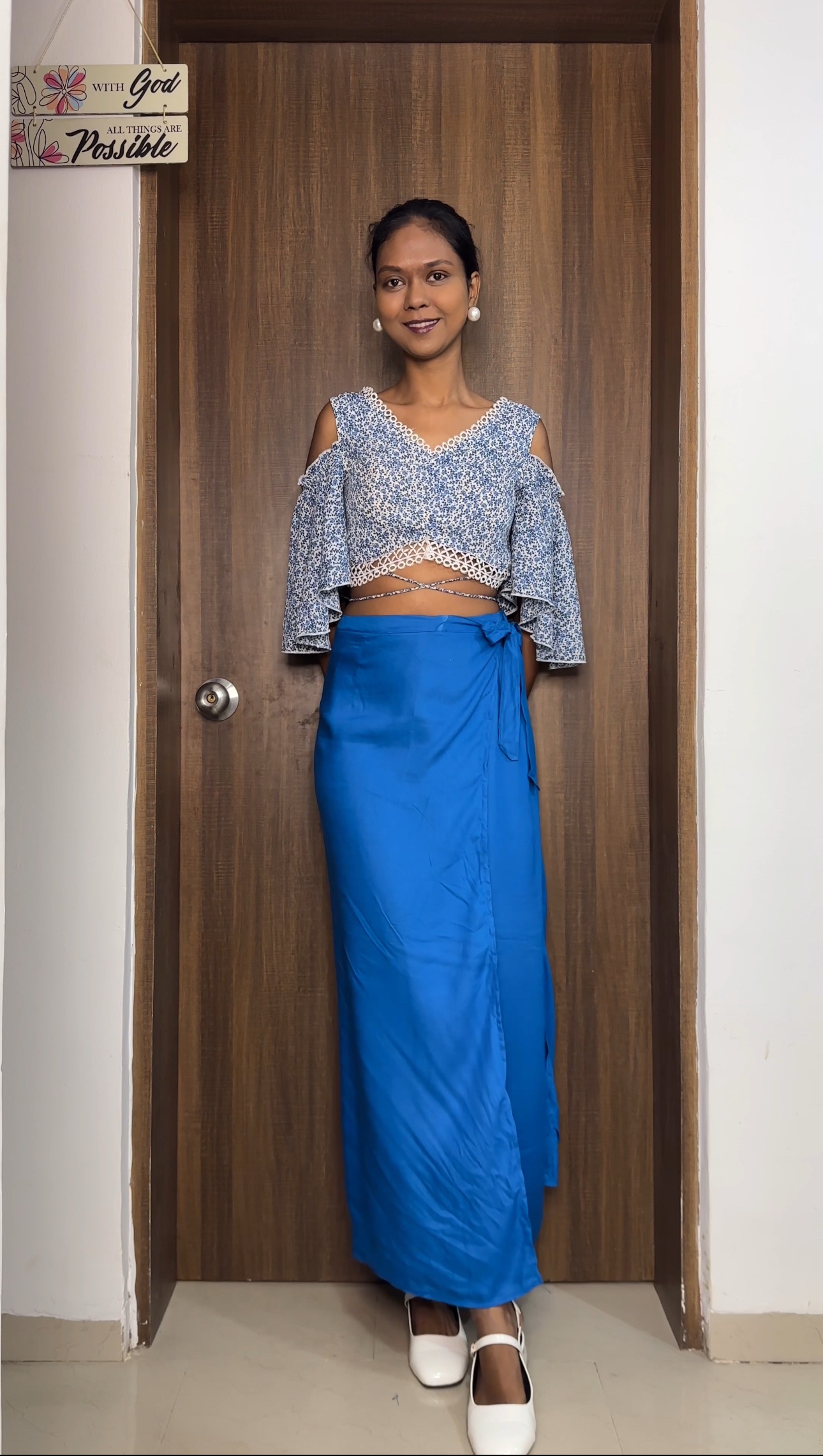 Blue Rayon Wrap Pants
