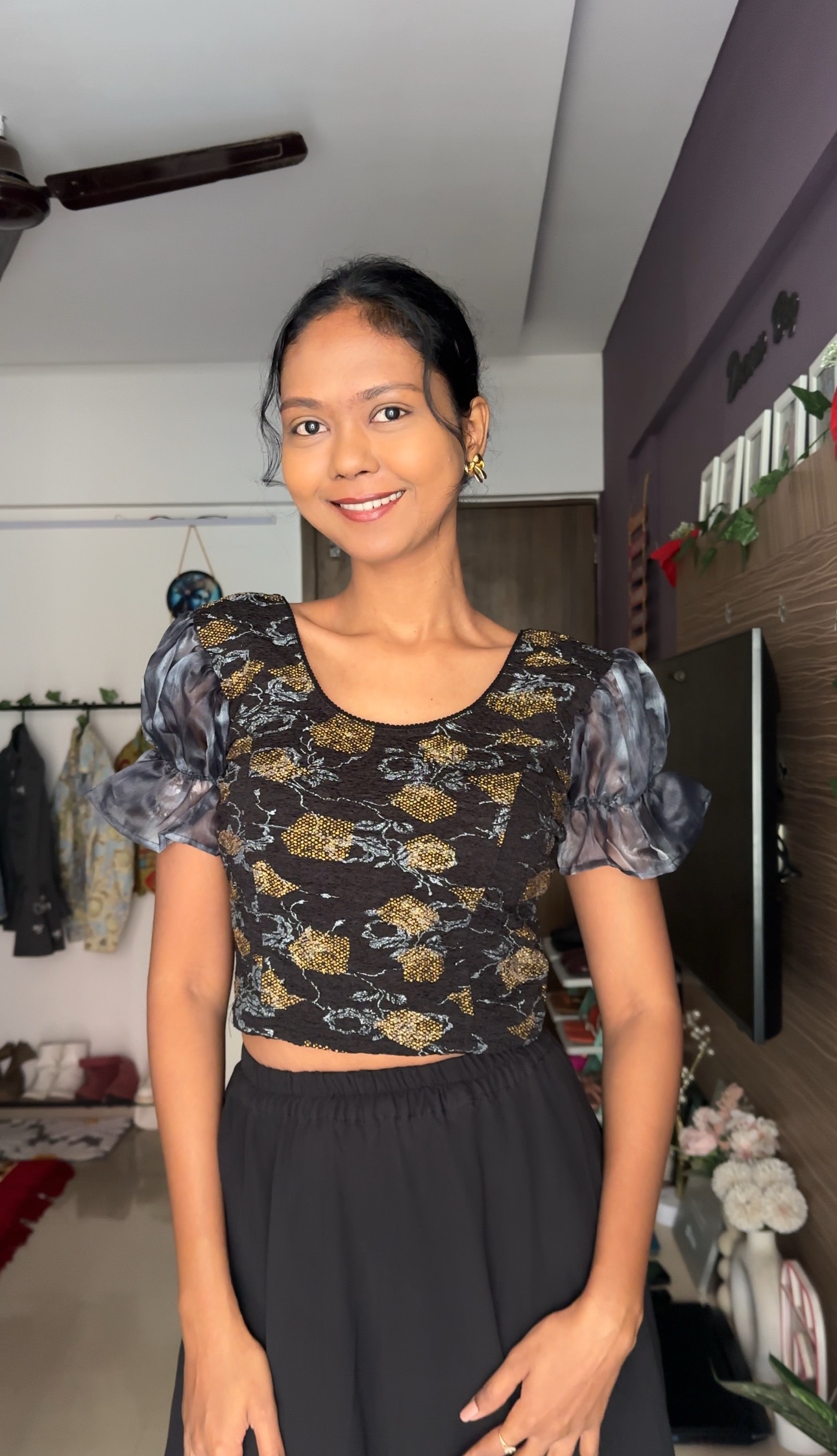 Black puff sleeves Blouse