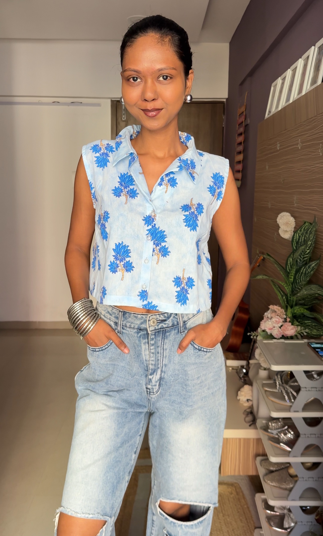 Baby Blue Cotton Waistcoat