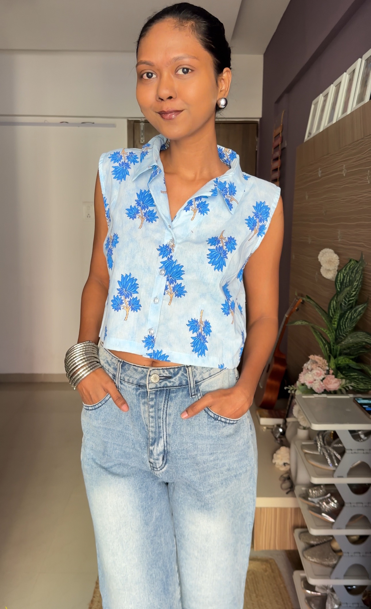 Baby Blue Cotton Waistcoat