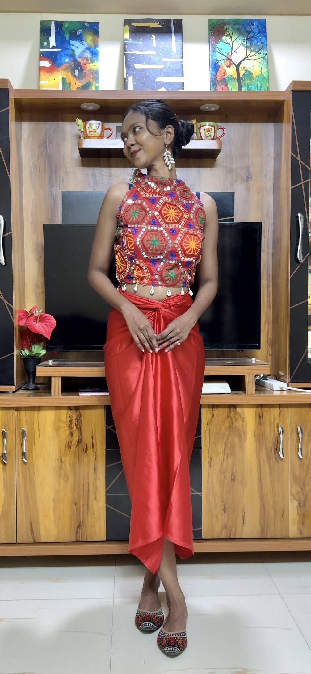 Red Satin Multiway Skirt