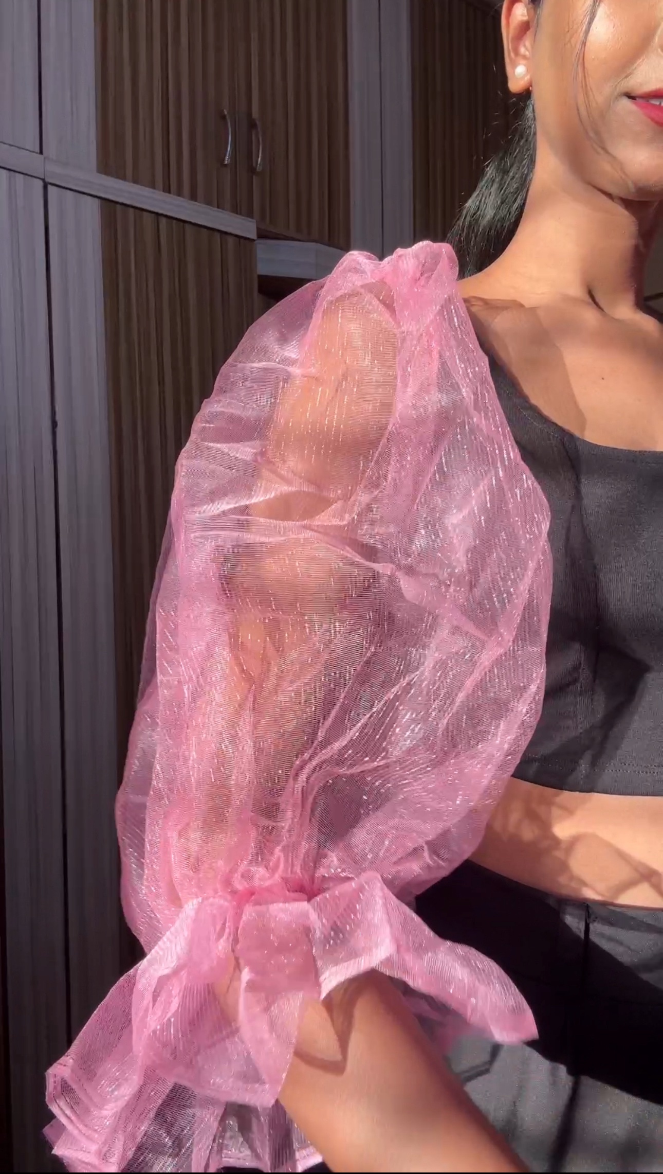 Baby Pink Detachable Net Puff Sleeves