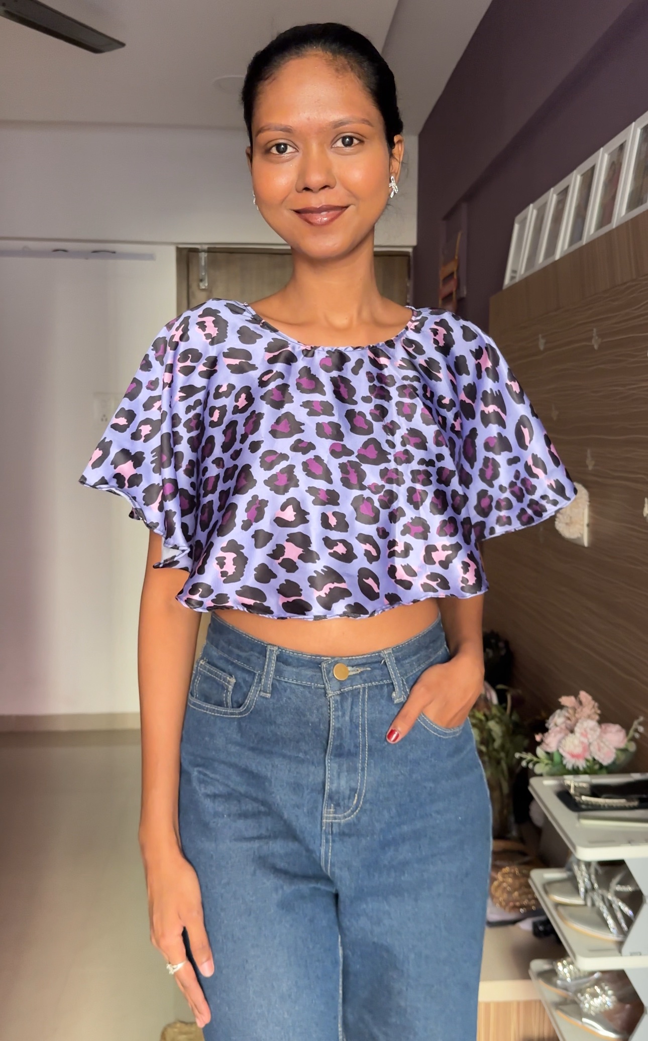 Animal Print Satin Cape