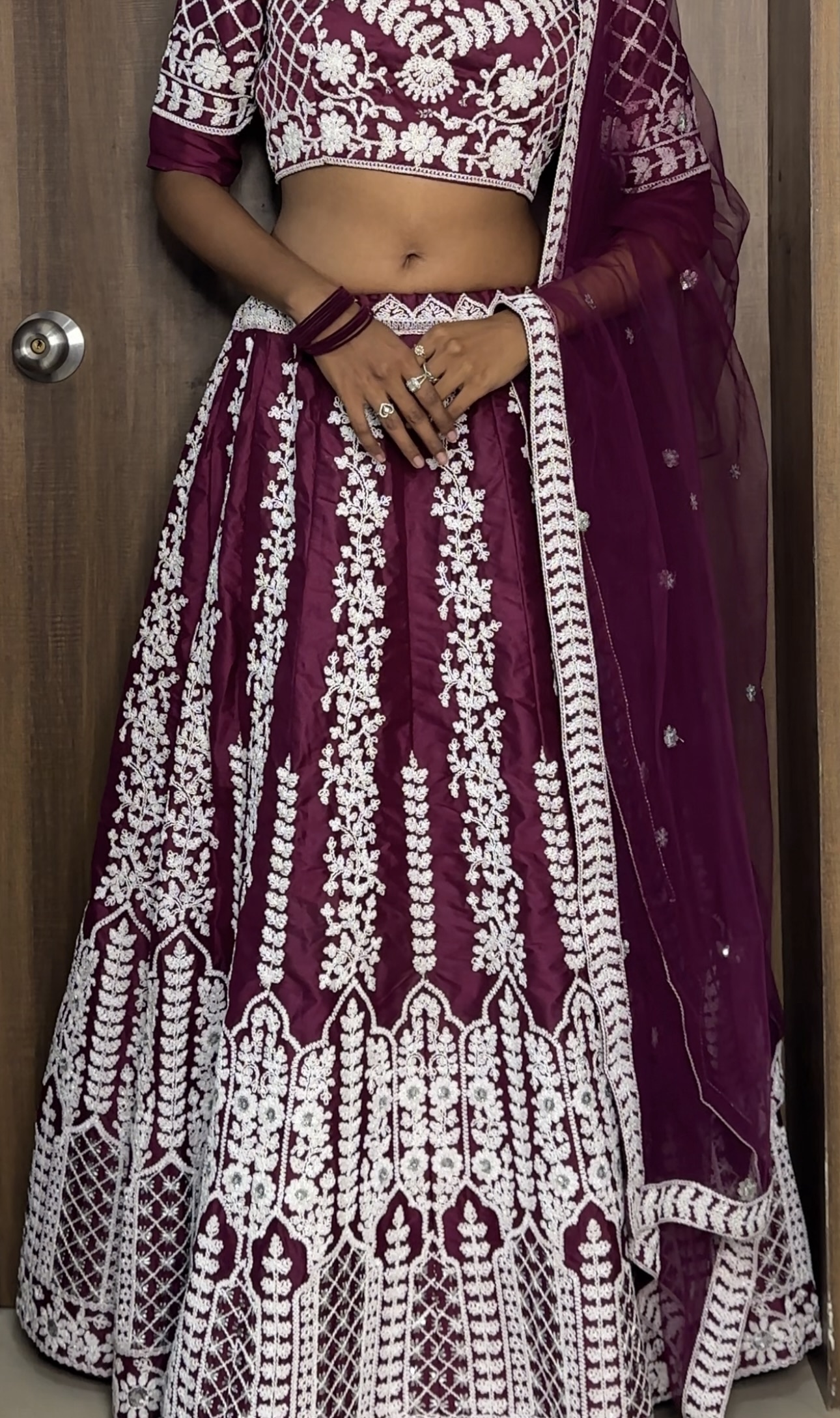 Purple Fully Stitched Lehenga Set